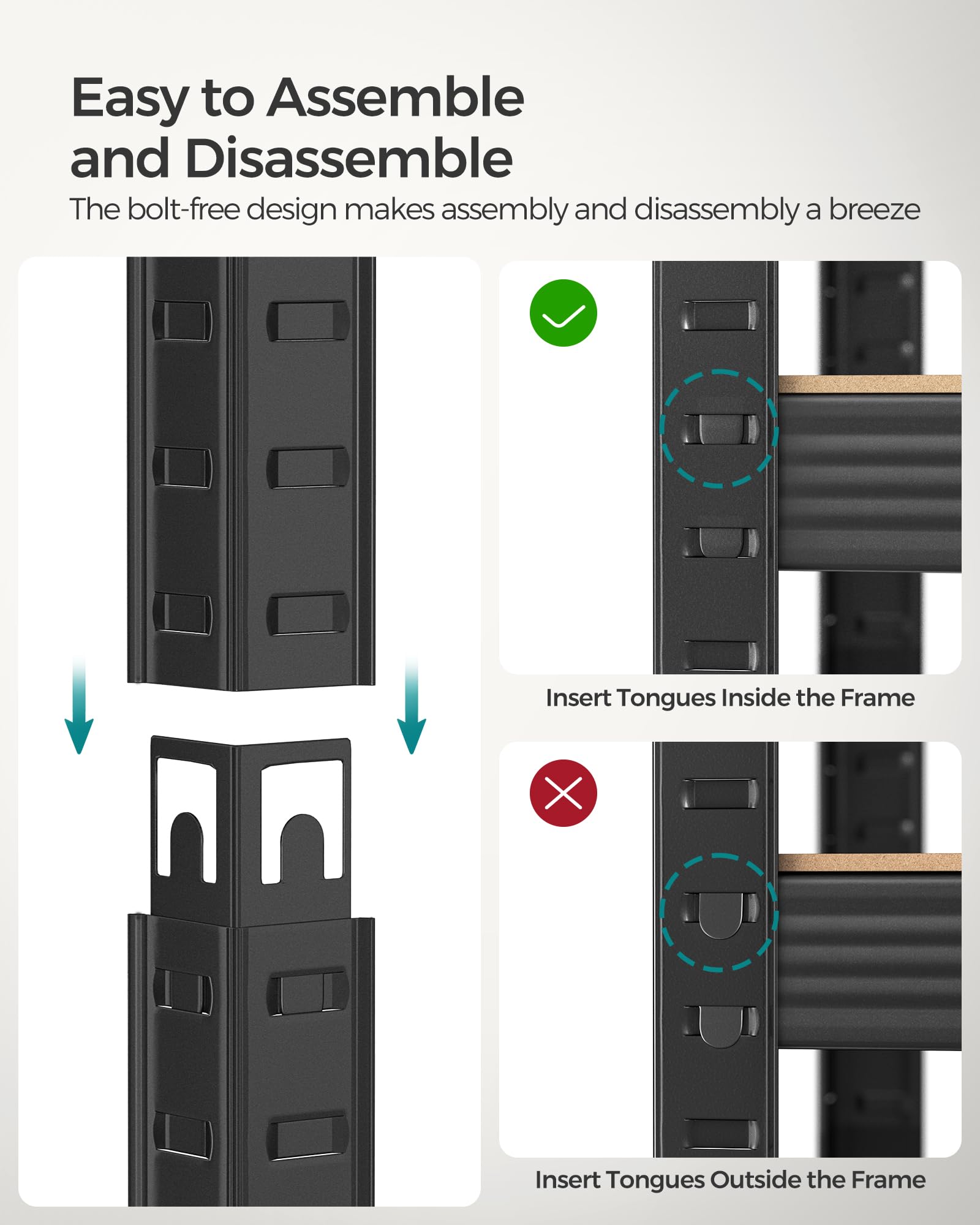 SONGMICS Set of 2 Shelving Units - 875 kg Total Capacity | Rustic Brown/Black | 40D x 90W x 180H cm 7