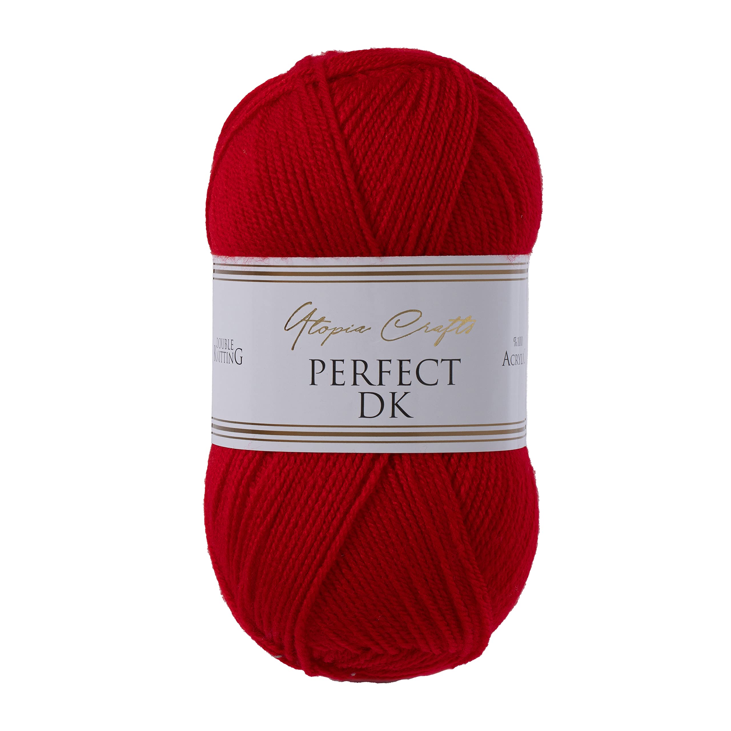 Utopia Crafts DK Double Knitting Yarn - 100% Acrylic, Red | 3 x 100g Balls | Oeko-Tex Certified 2