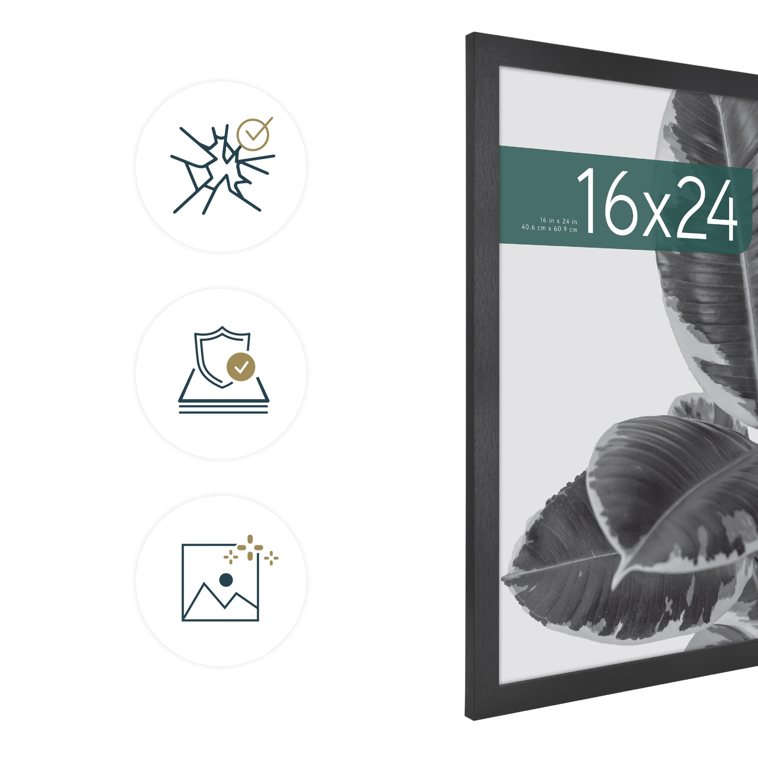 MCS Studio Gallery Black Woodgrain Poster Frame | 16x24 in (41x61 cm) | Vertical/Horizontal Hanging 6