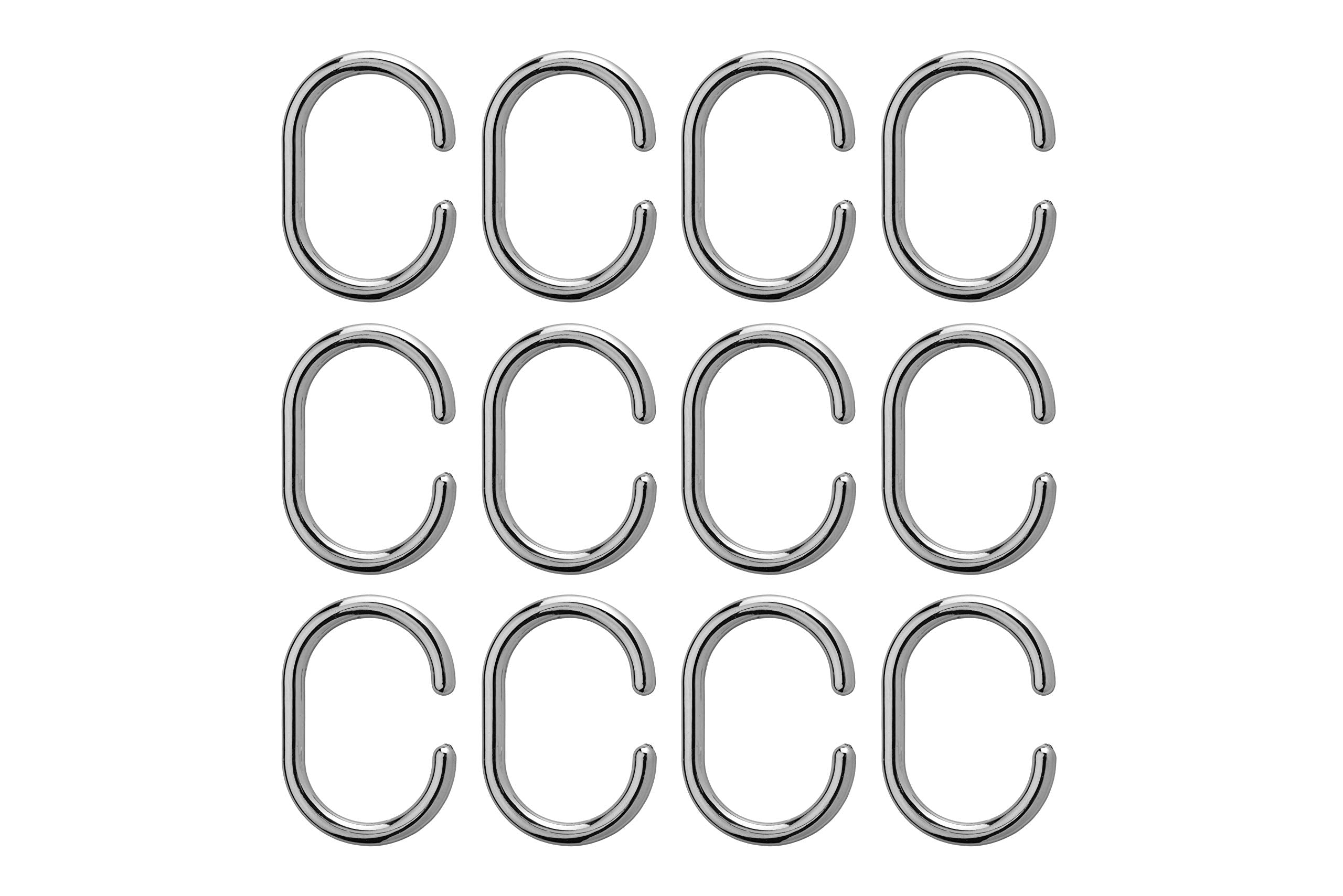 Croydex AK142141 Shower Curtain Rings - Chrome Finish | Set of 12 | Fits Rods up to 29mm 1