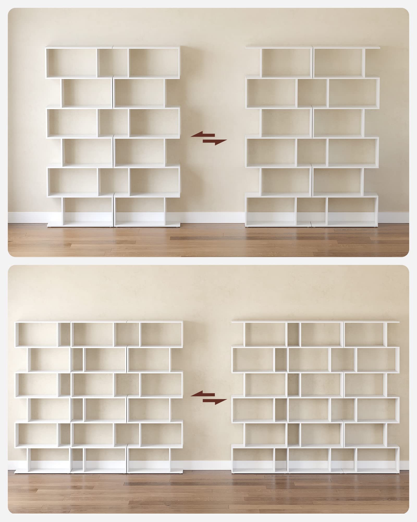VASAGLE 6-Tier Bookcase - Freestanding Storage Shelf | 24 x 70 x 191.6 cm | Matte White LBC61WT 7
