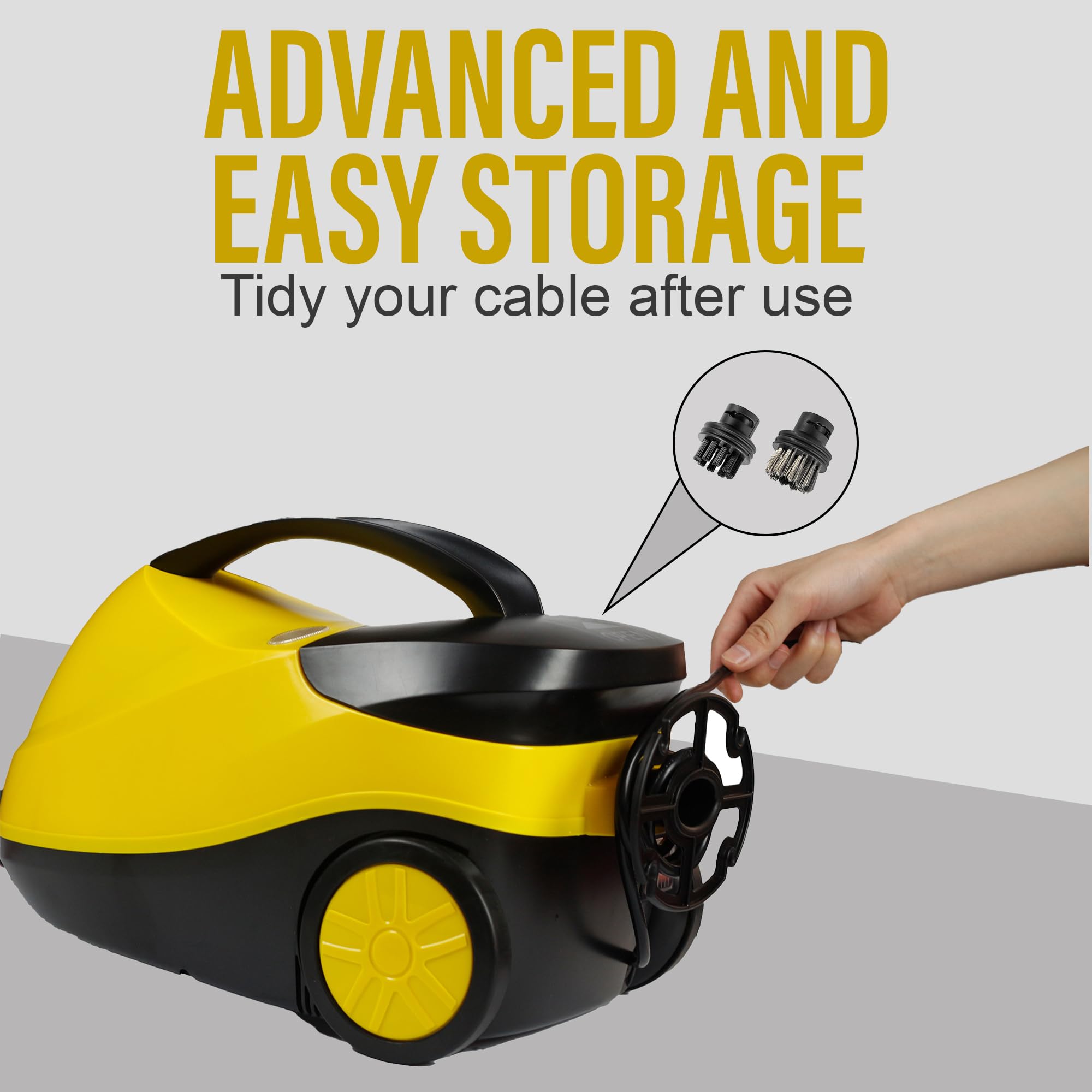 Belaco Handheld Steam Cleaner - 2000W High-Power, 4 Bar Pressure, Chemical-Free Cleaning | Yellow