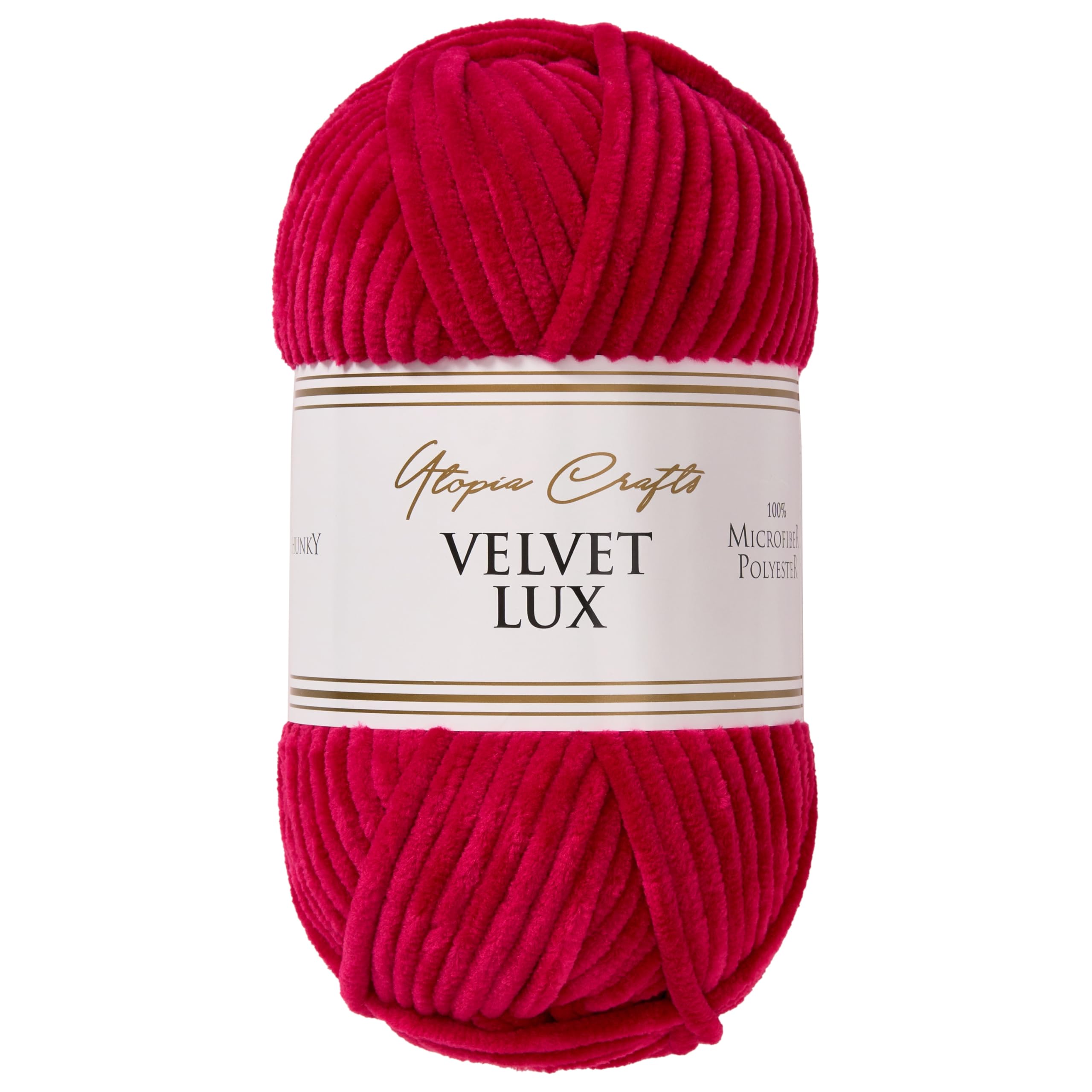 Utopia Crafts Velvet Lux Chenille Yarn - Super Soft Chunky for Knitting & Crochet | 100g Royal Fuchsia 1