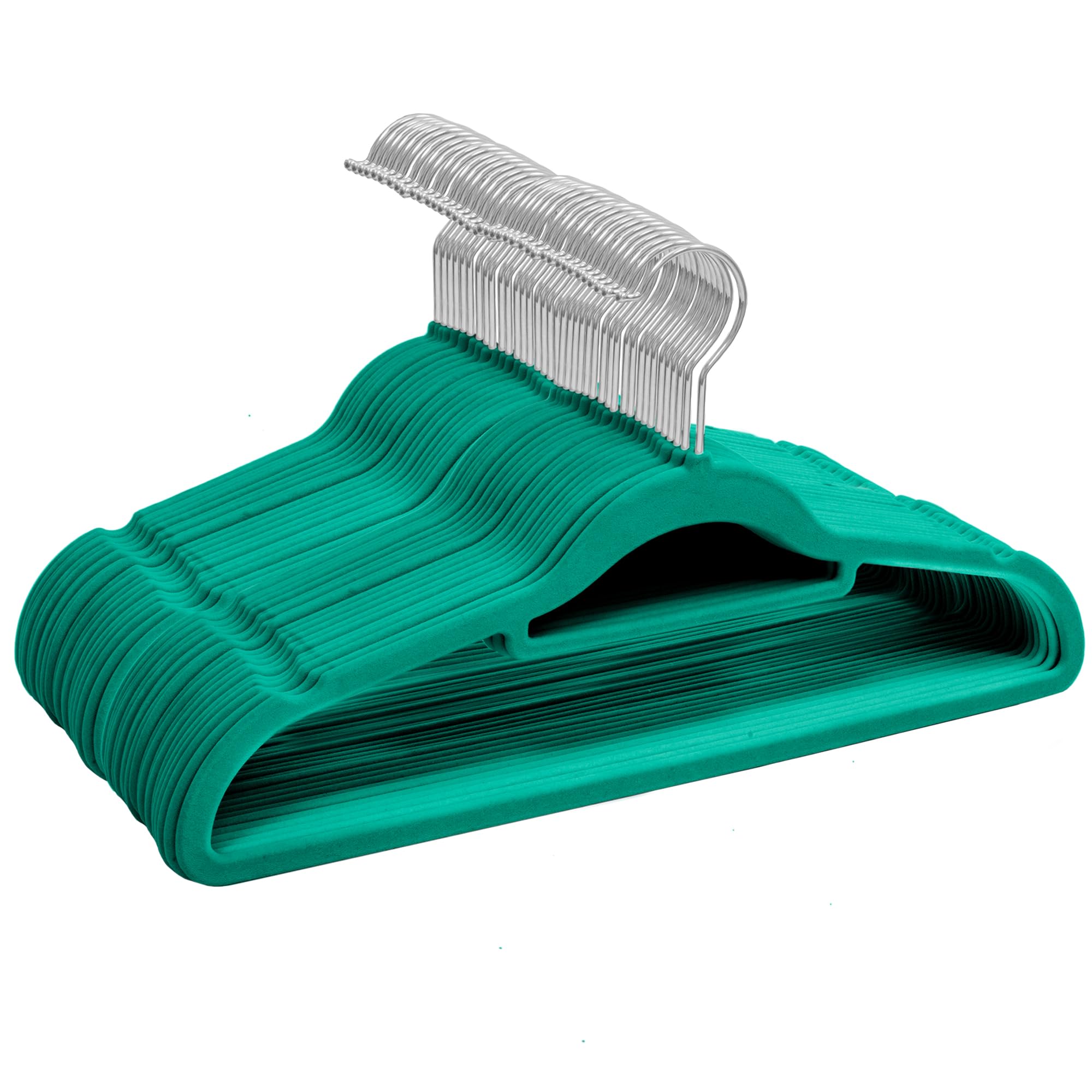 Sasha Morel Velvet Hangers - 50 Pack Non-Slip Space Saving Coat Hangers | Teal 7