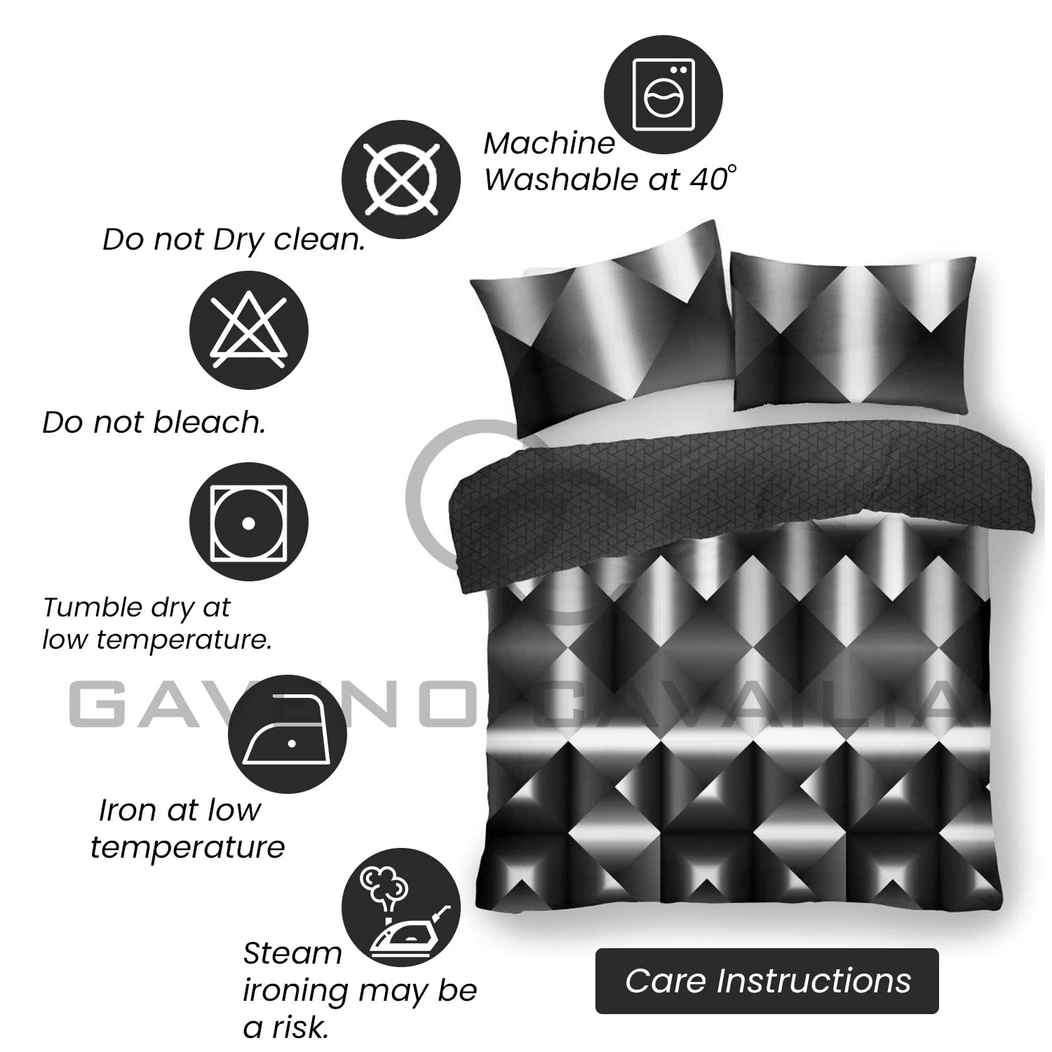 GC GAVENO CAVAILIA Printed Reversible Duvet Cover Set - 3D Triangle | Polycotton | Double 4
