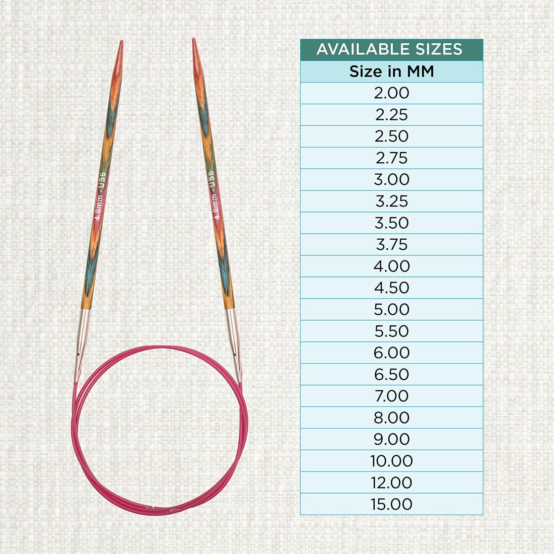 KnitPro Symfonie Fixed Circular Knitting Needles - 60 cm Length, 4.00mm Size | Birch Wood 4