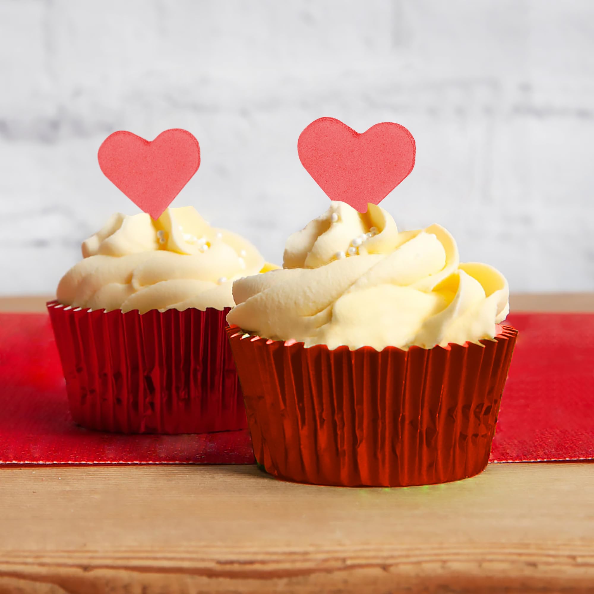 Anniversary House Red Foil Cupcake Cases - 45 Count | Heavy-Duty Foil | Fits Standard Tins 7