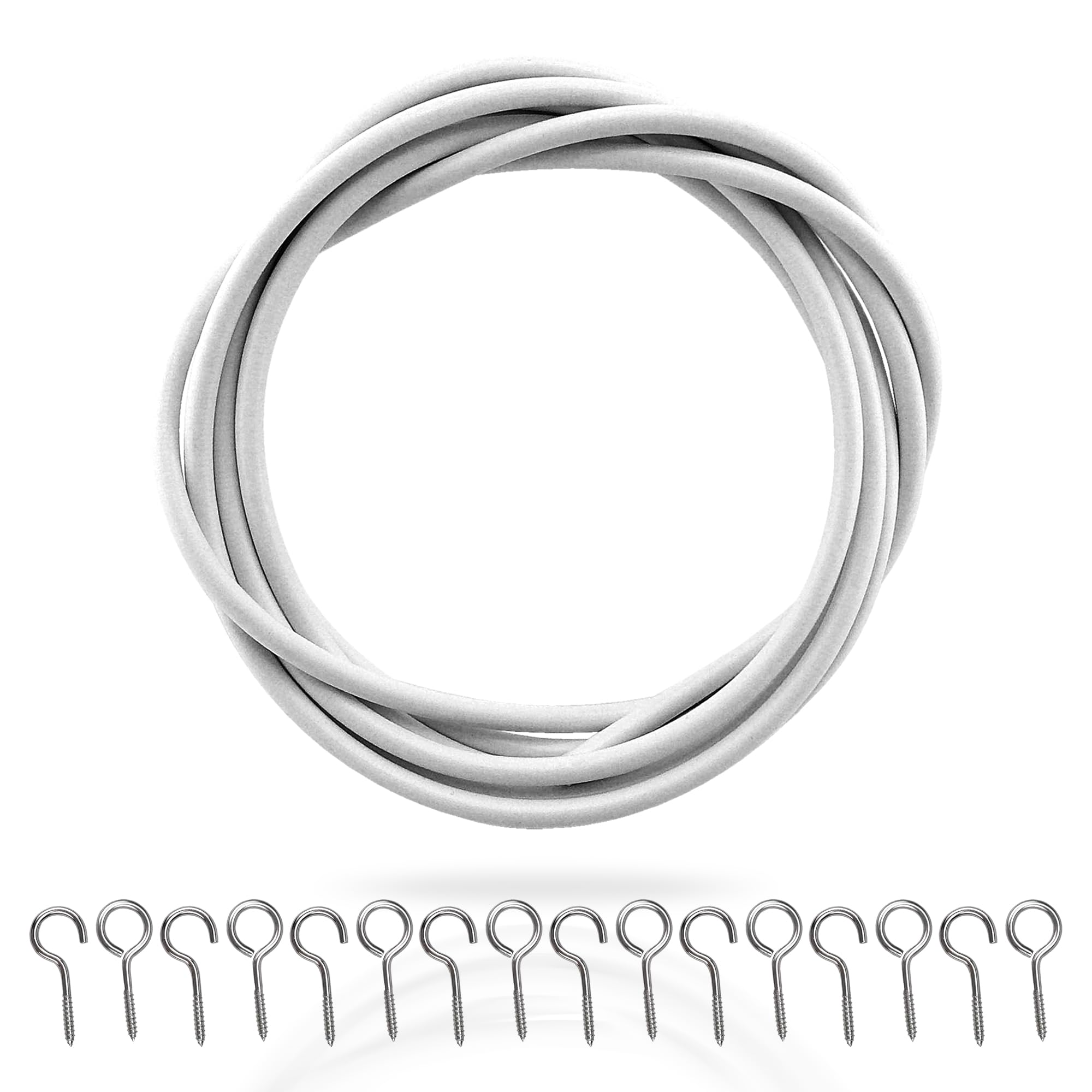G4GADGET 3M Net Curtain Wire with 8 Hooks & 8 Eyes | Alloy Steel | White 1
