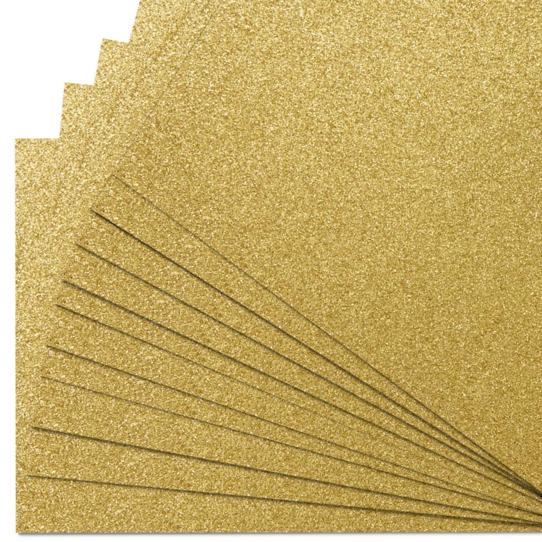 Springboard Supplies A4 Gold Glitter Card Sheets 290gsm Non-Shed | 10-Pack | Compatible w/ Die-Cutting Machines 1