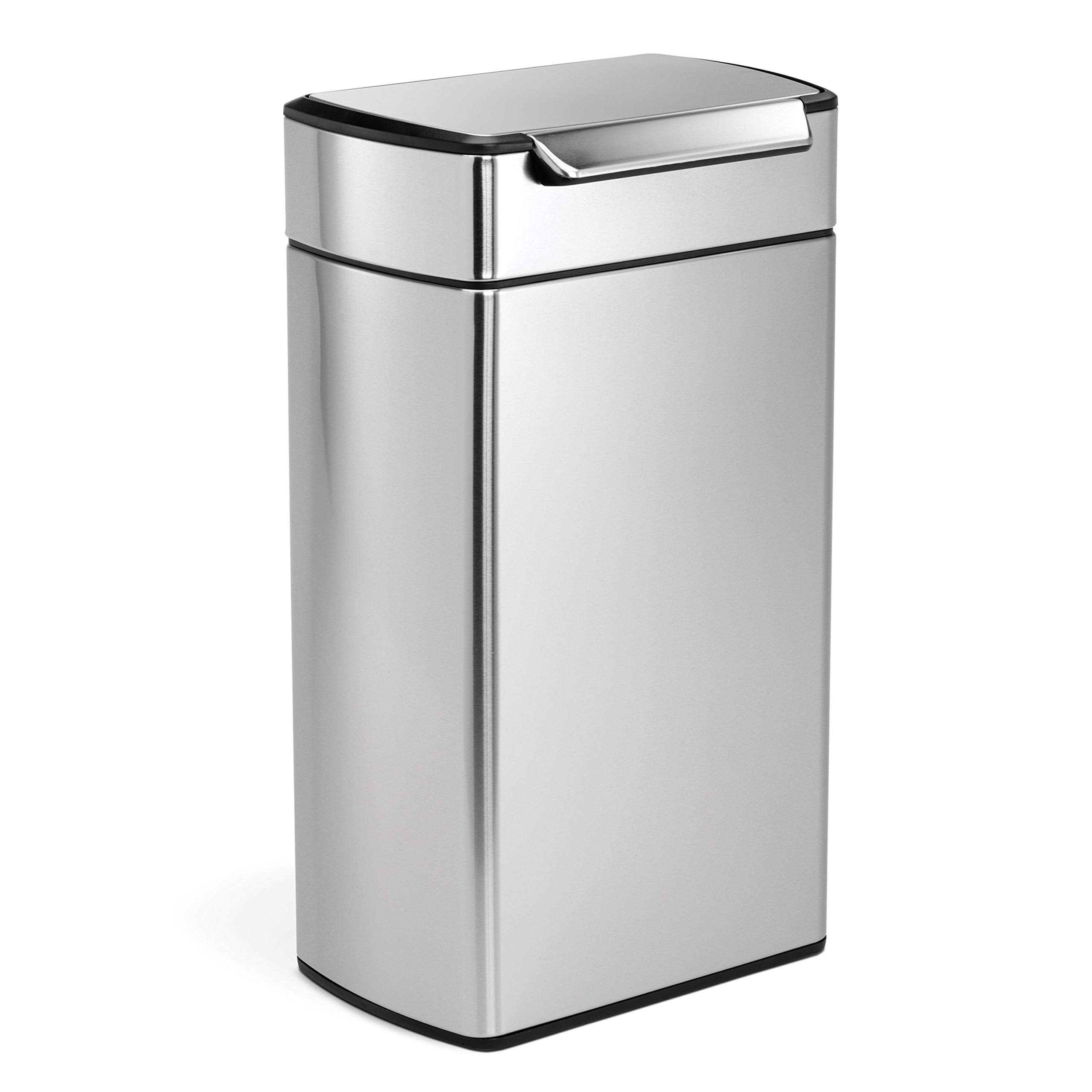 simplehuman CW2014 40L Rectangular Touch-Bar Kitchen Bin | Brushed Stainless Steel | Easy Open 1