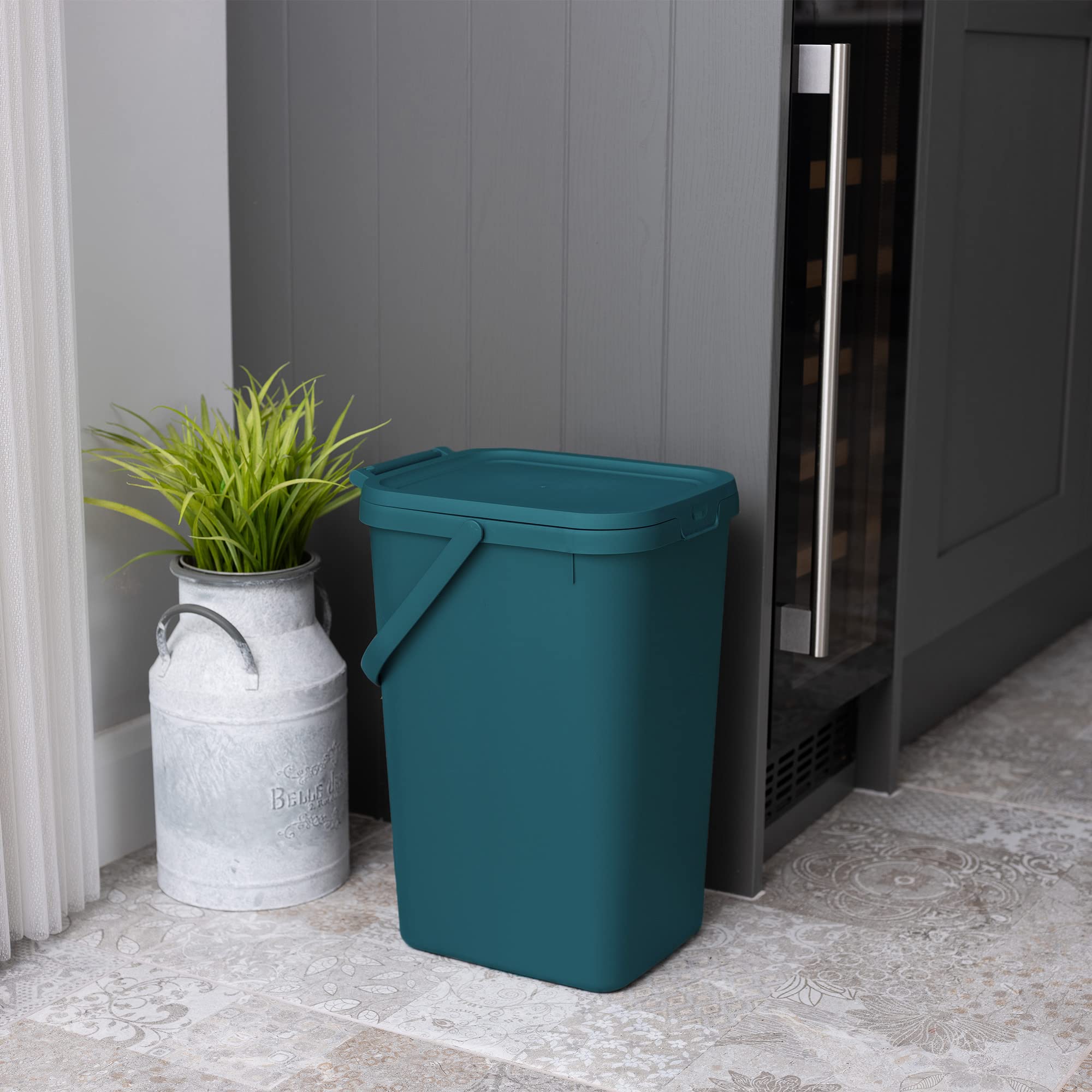 Addis 519354 Kitchen Recycling & General Storage Bin - 18 Litre Capacity | Stackable | Deep Teal Green 4