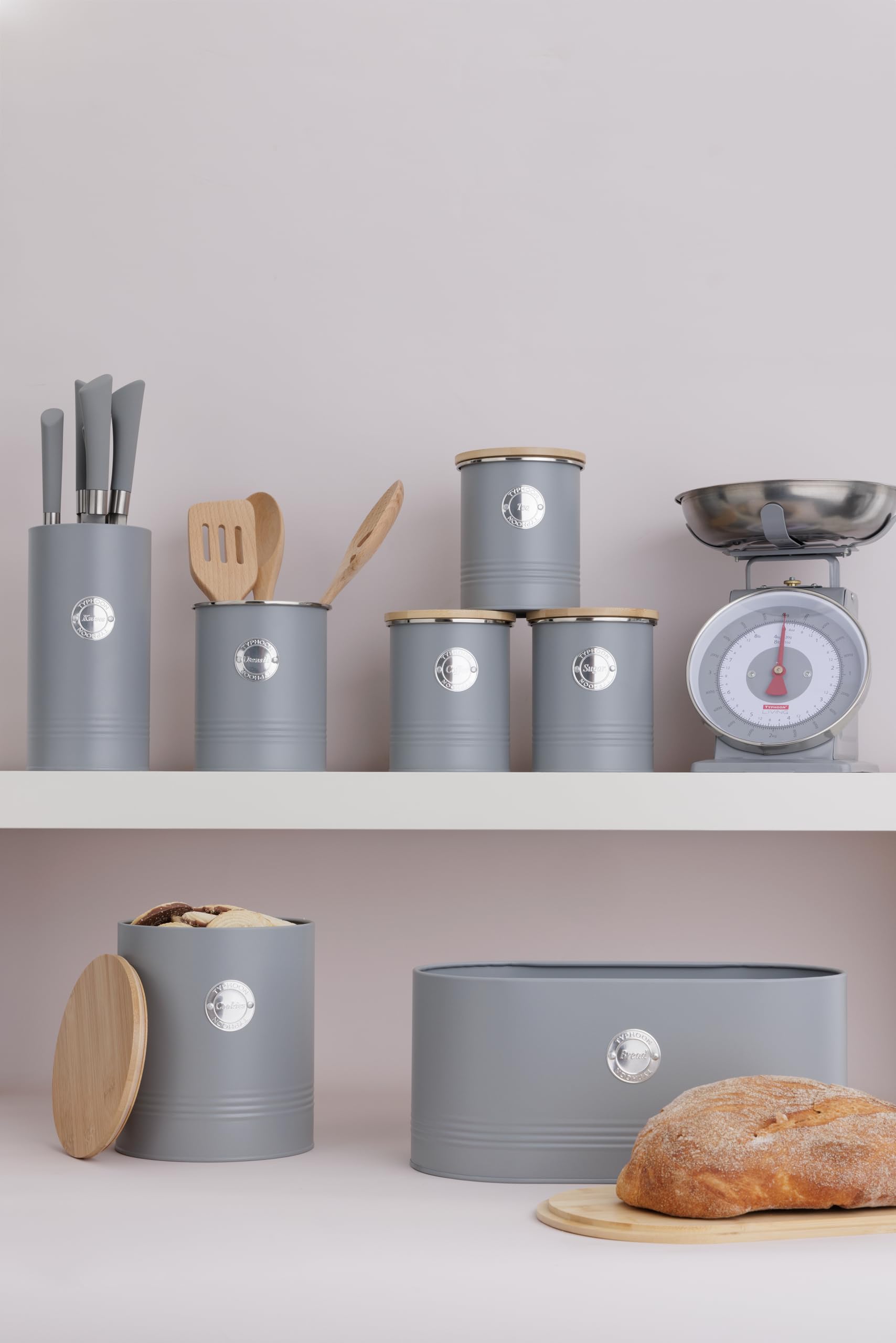 Typhoon Living Tea Storage Canister - 1 Litre Capacity | Carbon Steel & Bamboo Lid 10