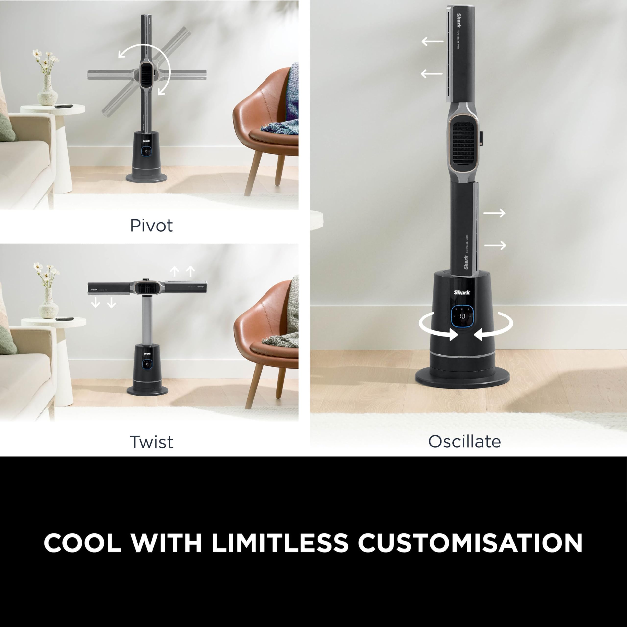 Shark TurboBlade Cool + Heat Tower Fan and Heater | Bladeless | Remote Included | 2200W 3