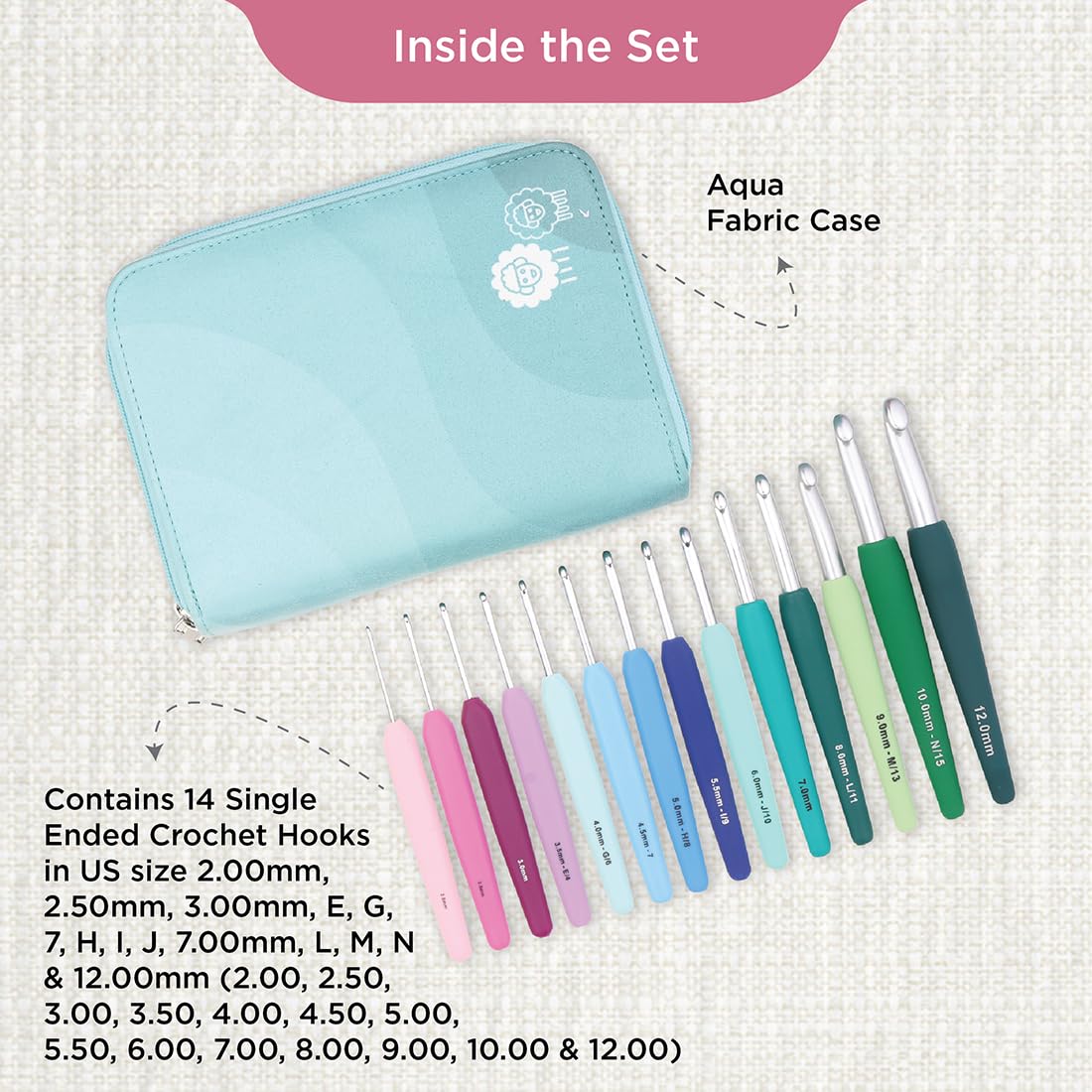 KnitPro Waves Crochet Hooks Set - 14 Hooks (2.0mm - 12.0mm) with Ergonomic Handles | KP30952 2