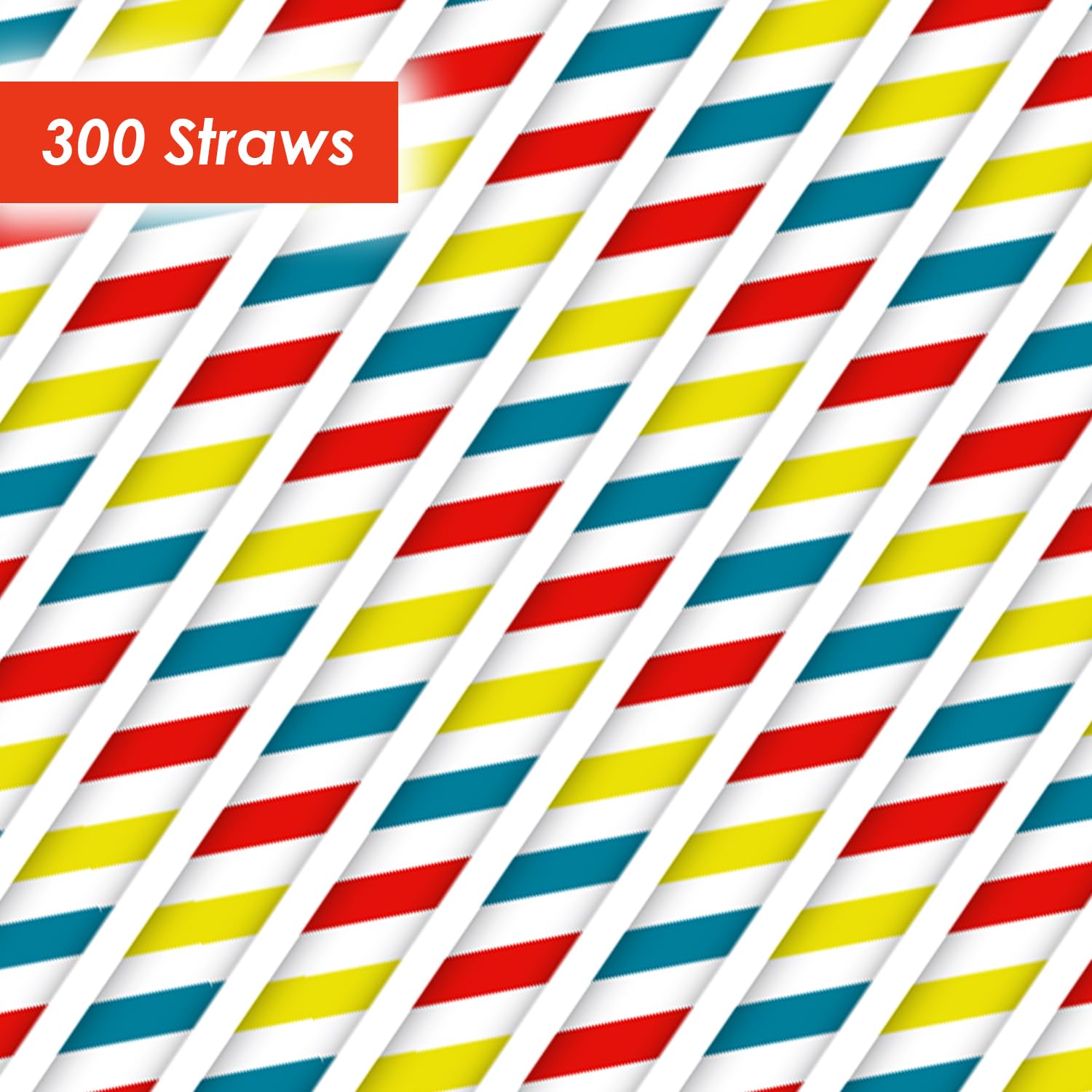 Talking Tables Paper Straws - 300 Pack Bulk Stripy Design | 19.5 cm Eco-Friendly Disposable Drinkware