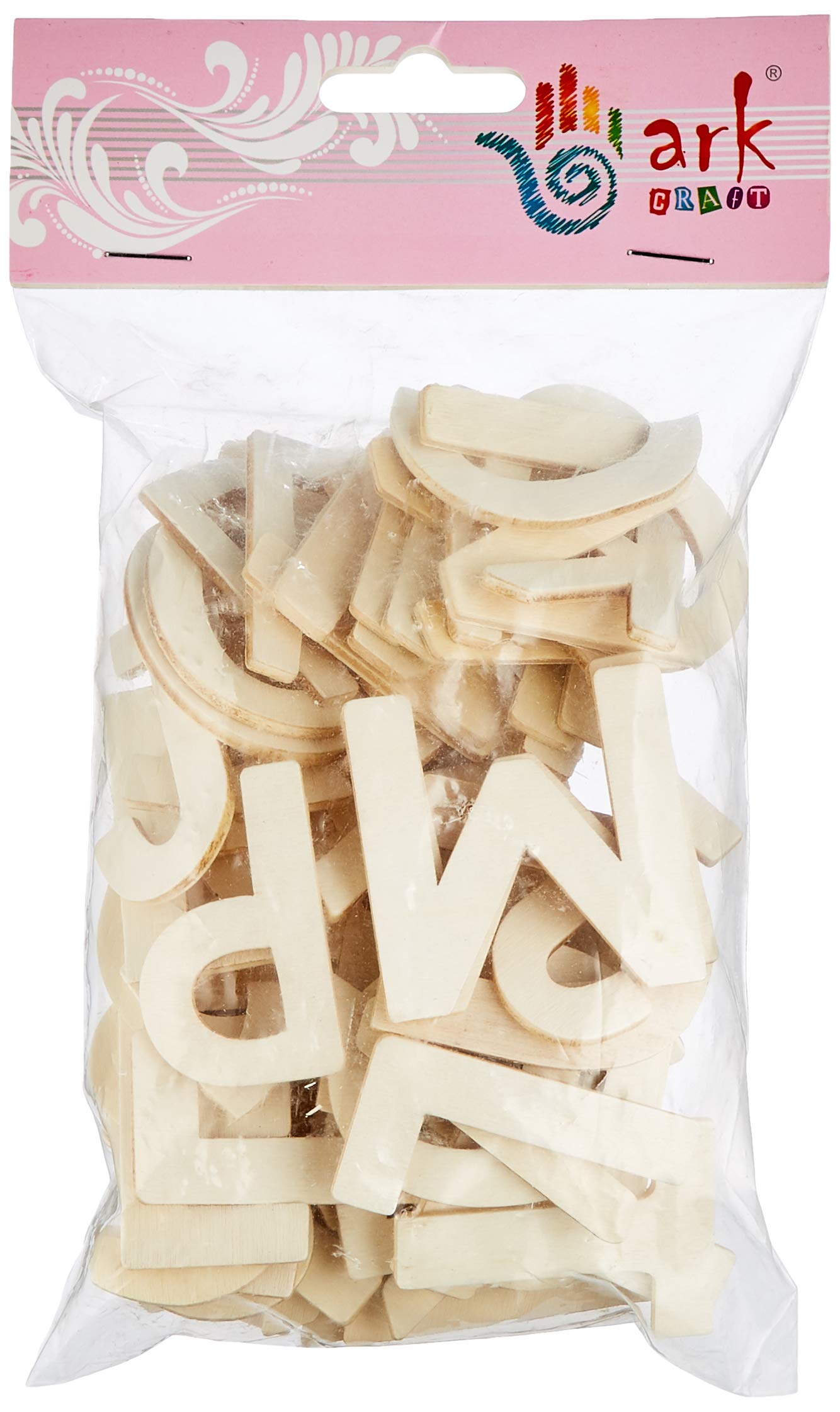 arkCRAFT Plain Wooden Alphabet Letters A-Z - 60 Pack Uppercase | 4-4.5cm Tall | 3mm Thick Wood 1