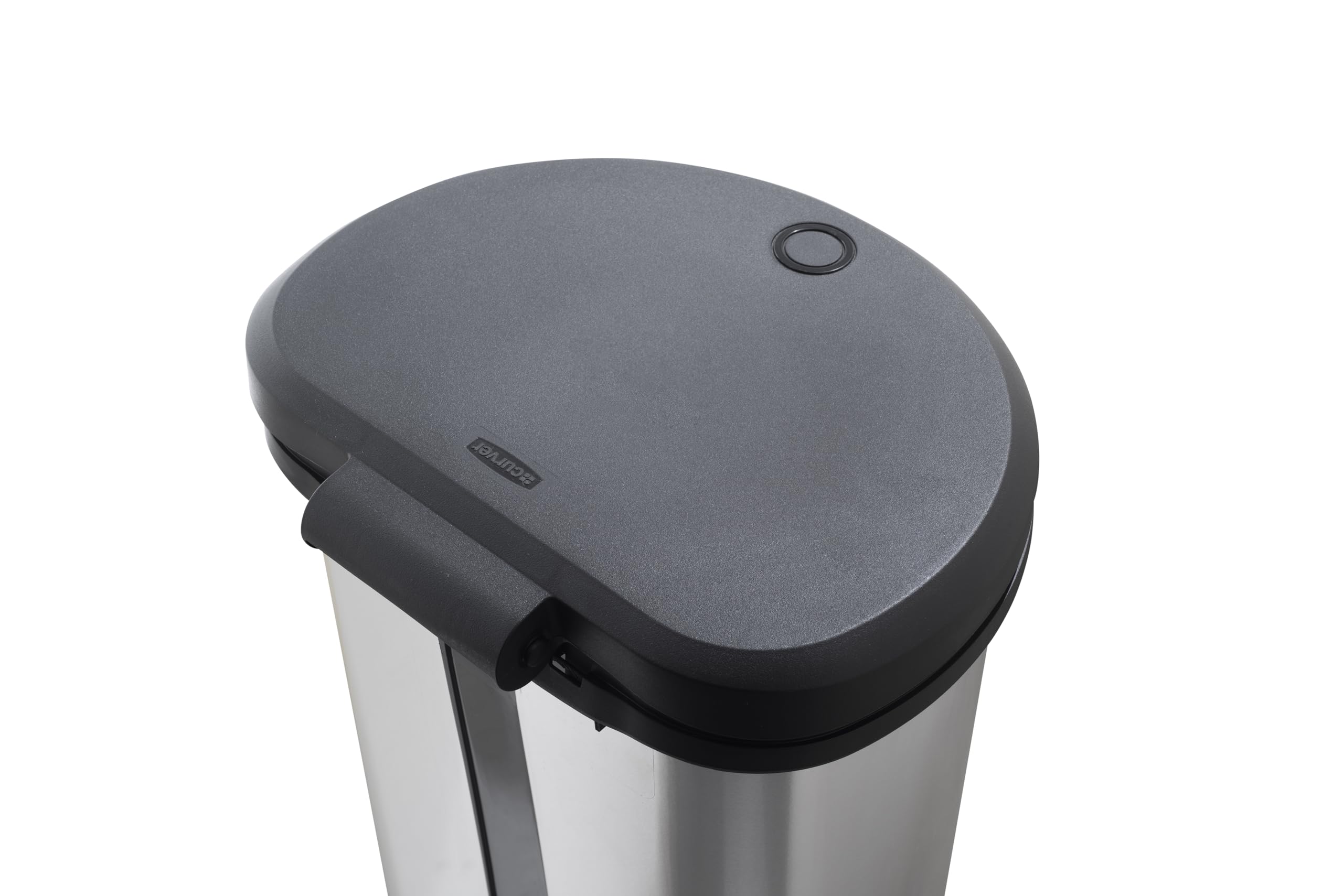 CURVER Metal Effect One Touch Deco Bin - 40 Litre Capacity | Silver | 70% Recycled Plastic 3