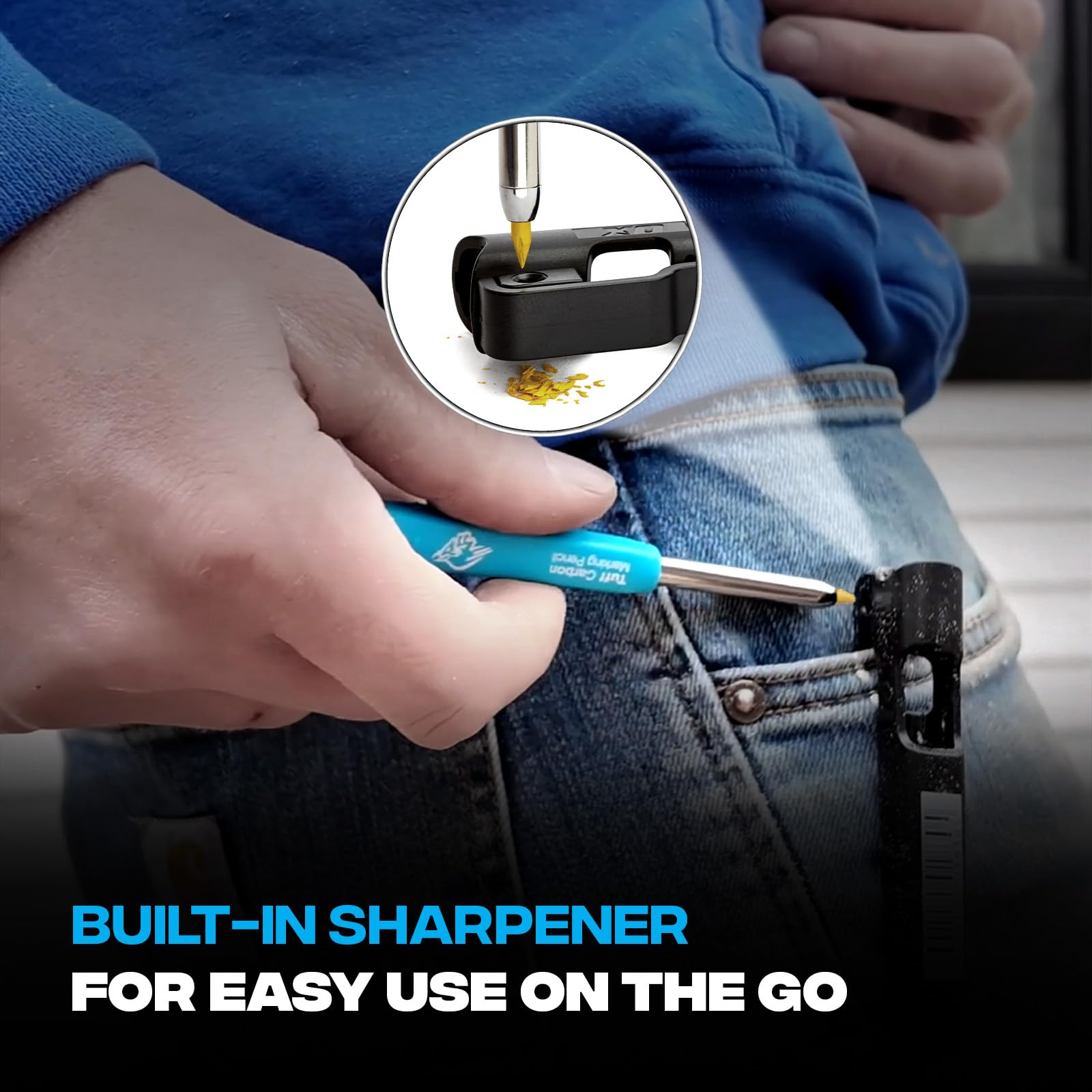 OX Tools OX Tuff Carbon Marking Pencil - 1-Click Advance | Built-in Sharpener | Writes on Wet Surfaces 7