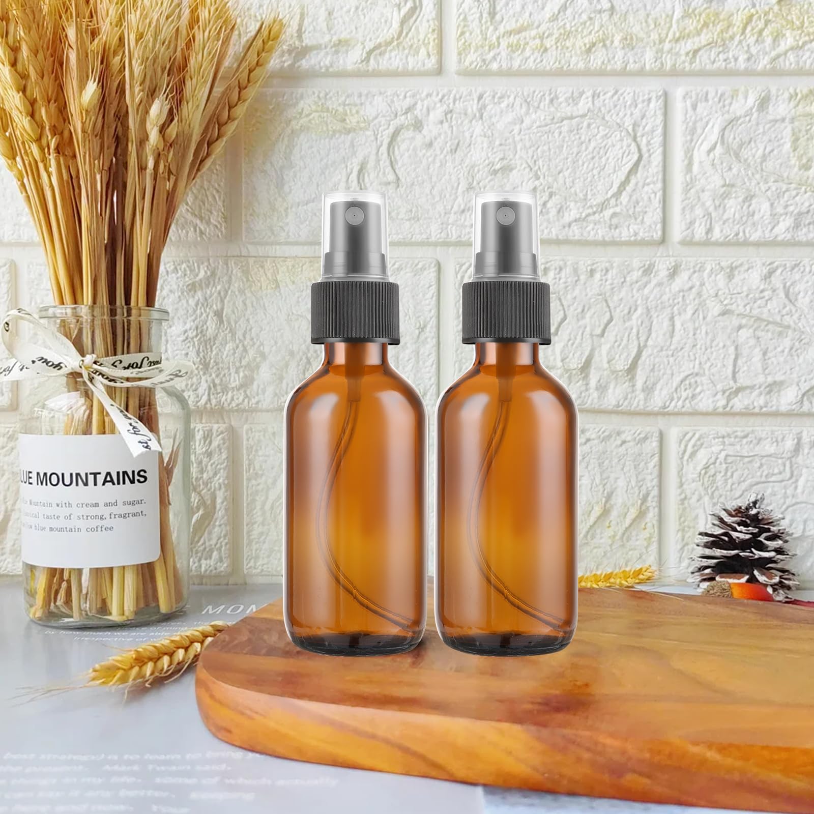 ASelected 60ml Amber Glass Spray Bottle Reusable Travel Bottle for Essential Oils & Perfume | 2 Pack 4
