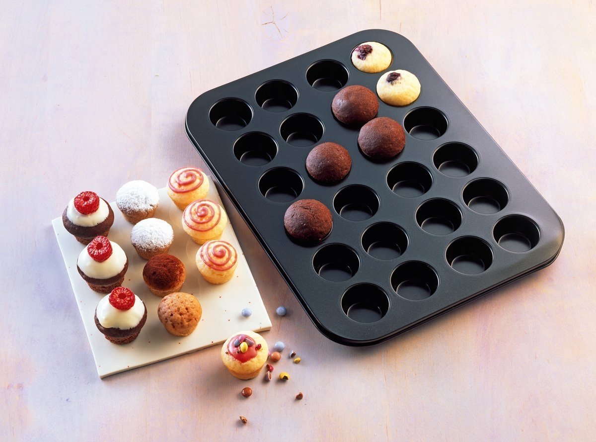 Prochef Teflon Non-Stick 24 Mini Cup Muffin Tray - Carbon Steel, Black | 38cm x 26cm 2