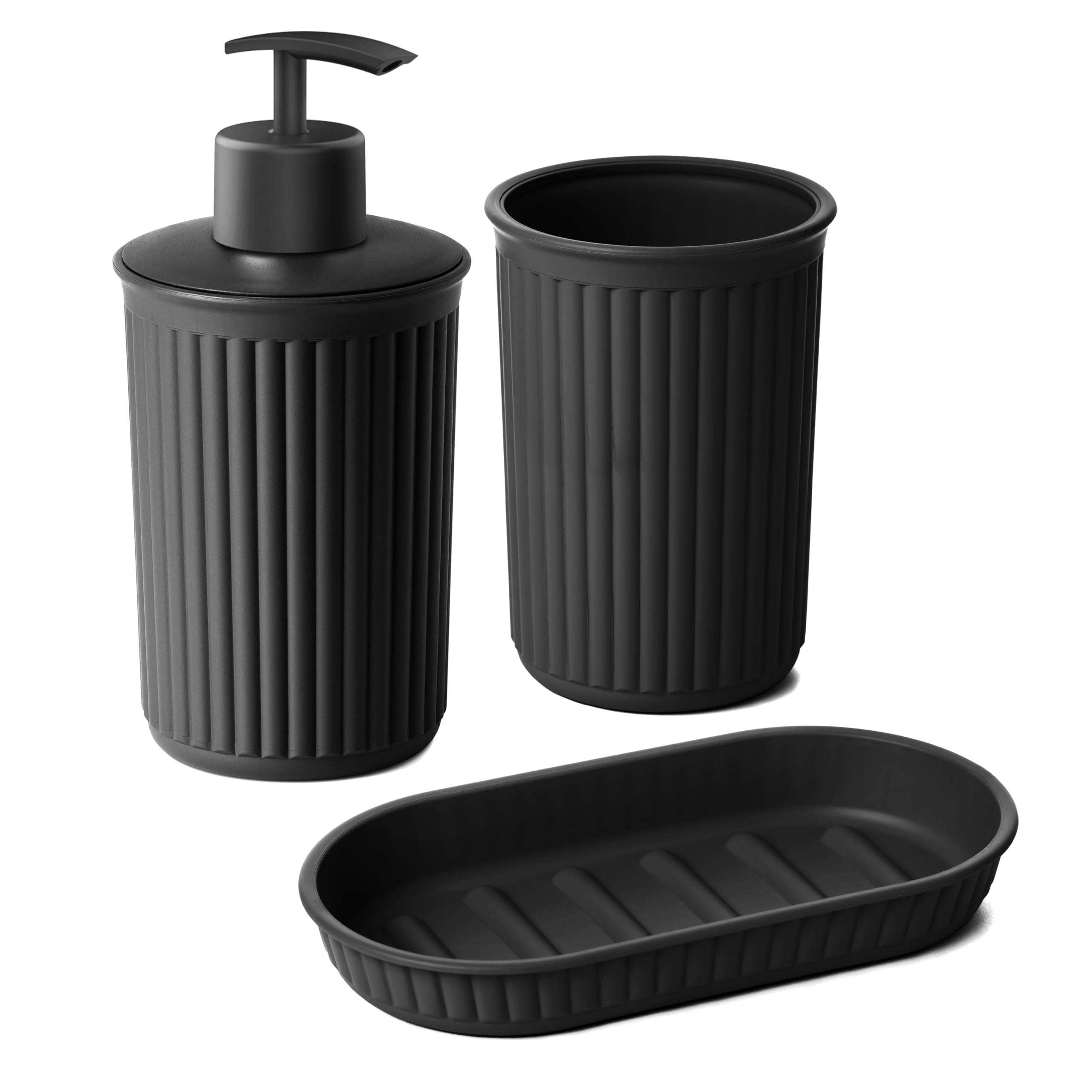 TATAY 3-Piece Countertop Bathroom Accessory Set | Minimalist Design | BPA Free Plastic 1