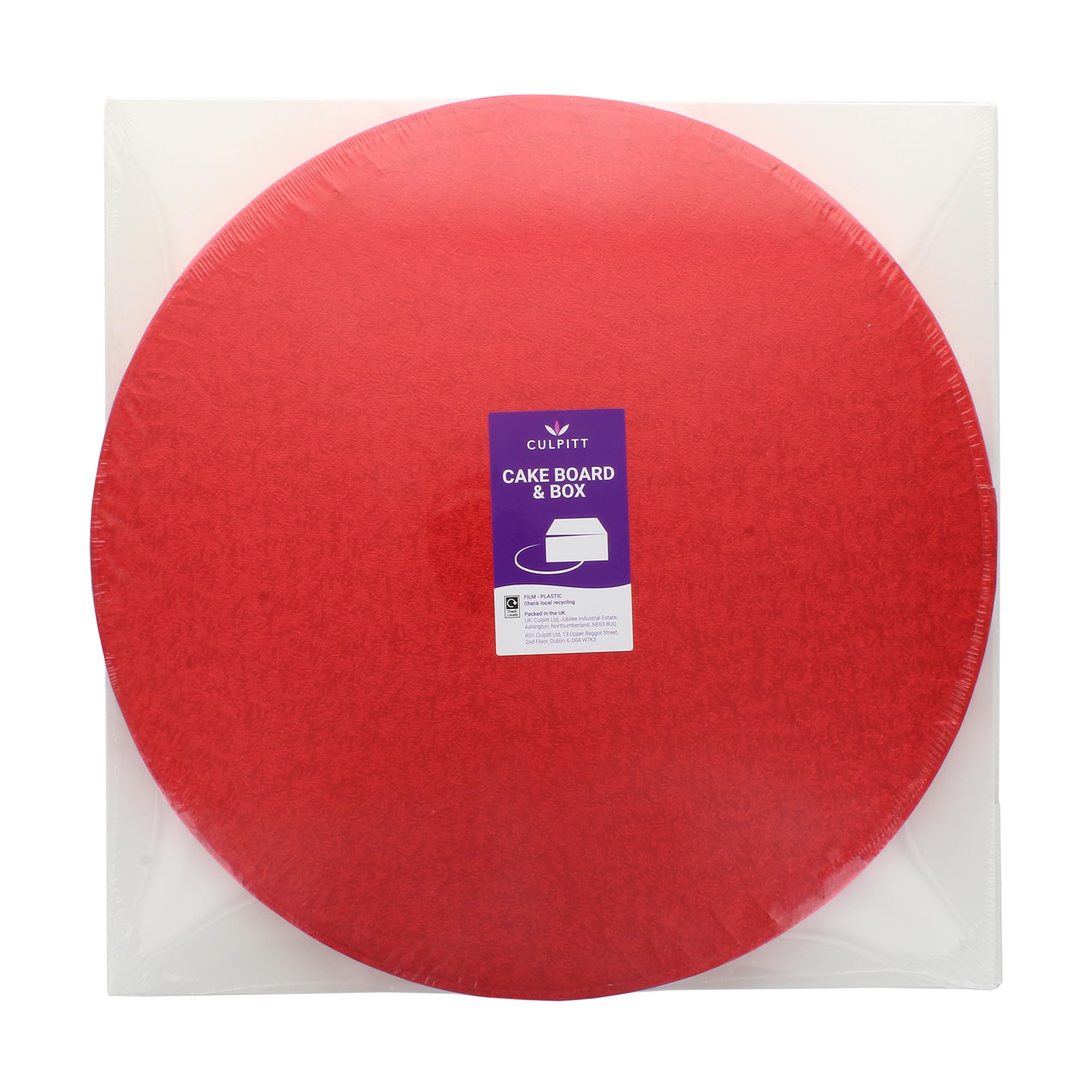 Culpitt Red Board & Box Set | 12' Round Drum & White Box | Cardboard Cake Carrier 5