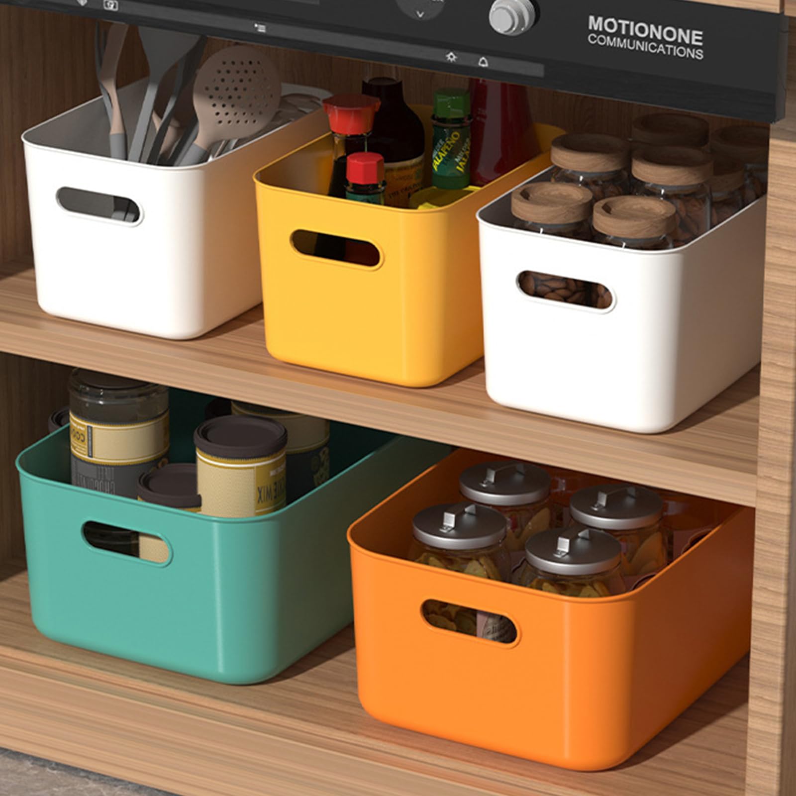 ASelected 4 Pcs Stackable Plastic Storage Boxes With Lids for Kitchen, Pantry, Toys, Office Supplies 6