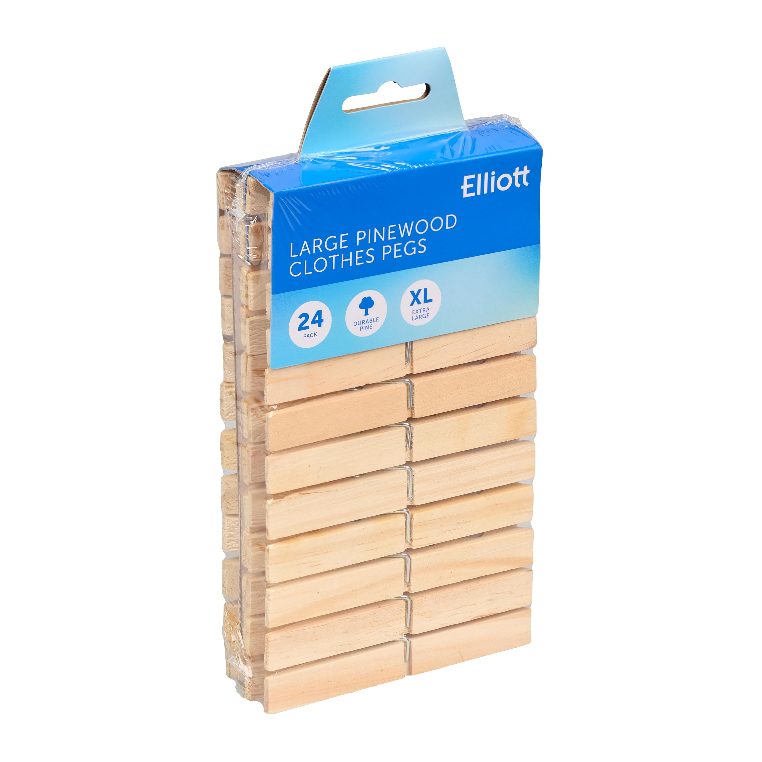 Elliott Extra Large Pinewood Clothes Pegs - 24 Pack, Coiled Spring, Indoor/Outdoor Use 5