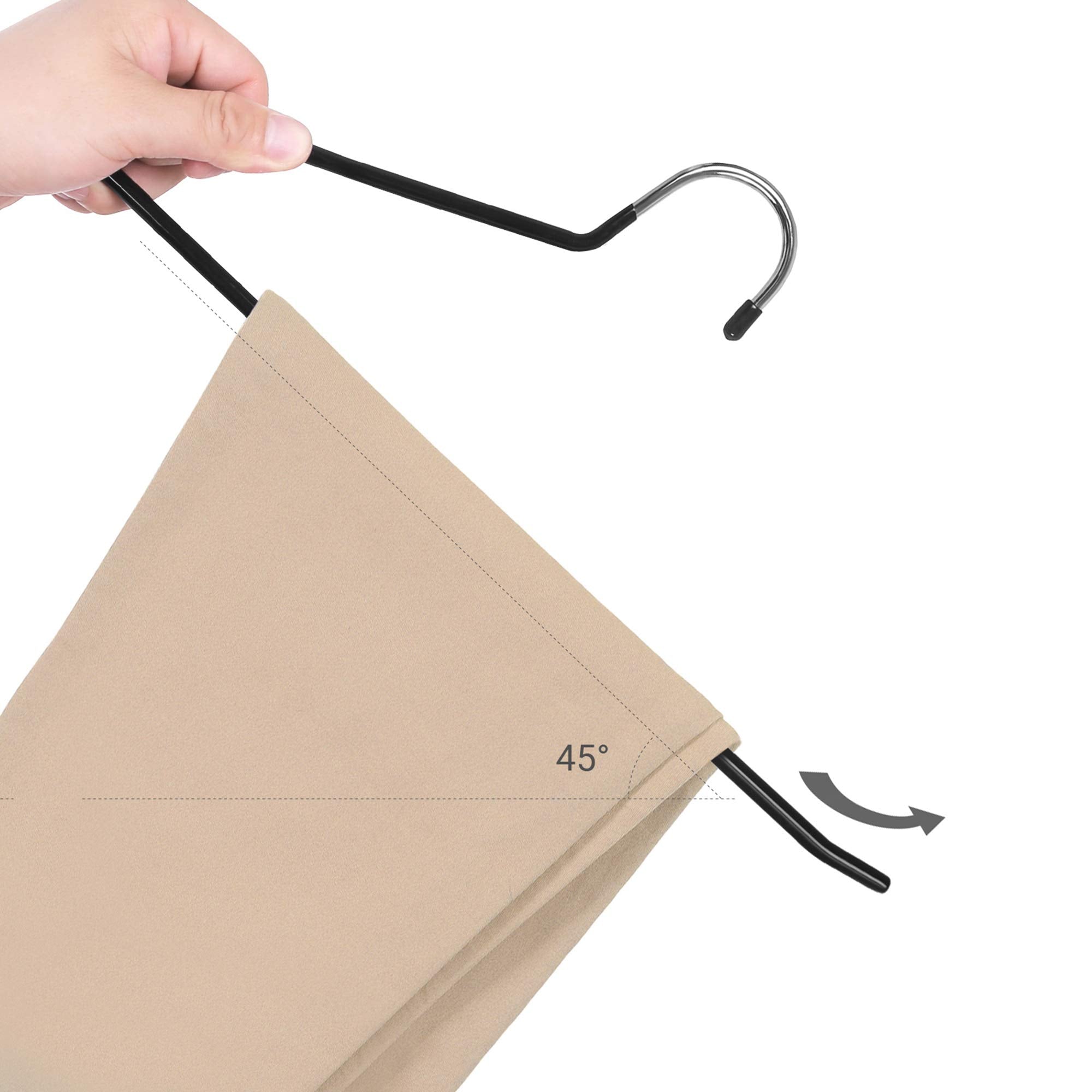 SONGMICS Trouser Hangers - Set of 20 Metal Slack Hangers, Chrome-plated, Non-Slip, 38 cm Black CRI004-20 7