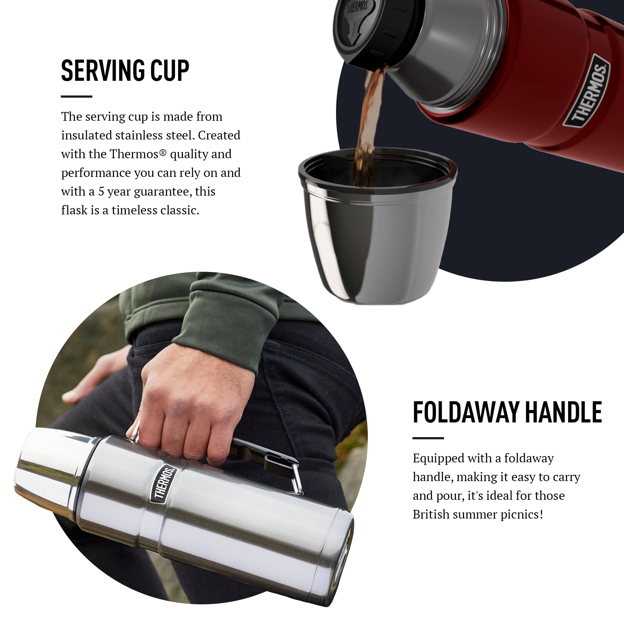 Thermos Stainless King Vacuum Insulated Drink Flask - 1.2 L | Midnight Blue | Durable Stainless Steel 3