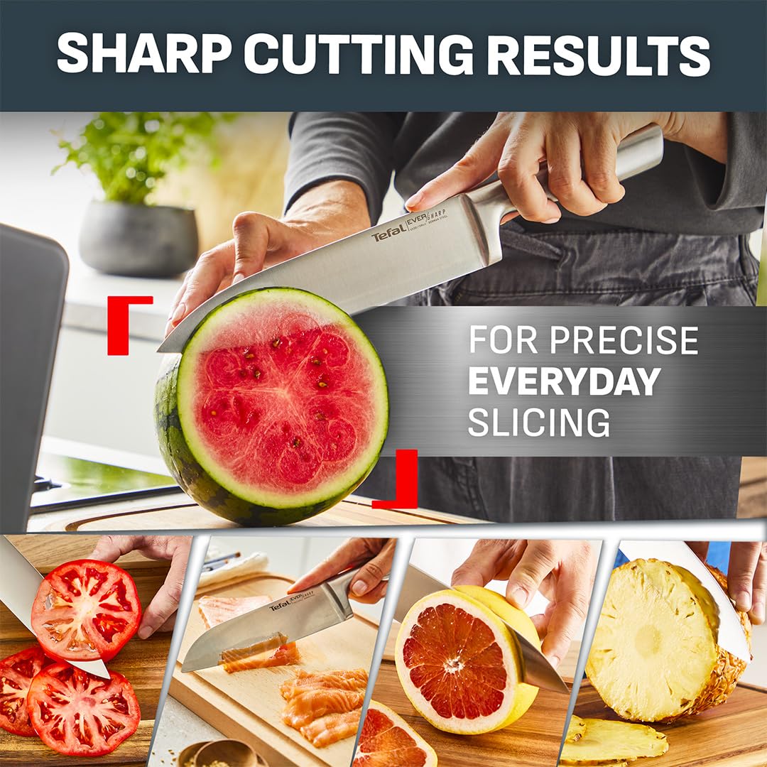 Tefal EverSharp Pro 5-Pc Kitchen Knife Set with Integrated Automatic Sharpener | German Stainless Steel 7