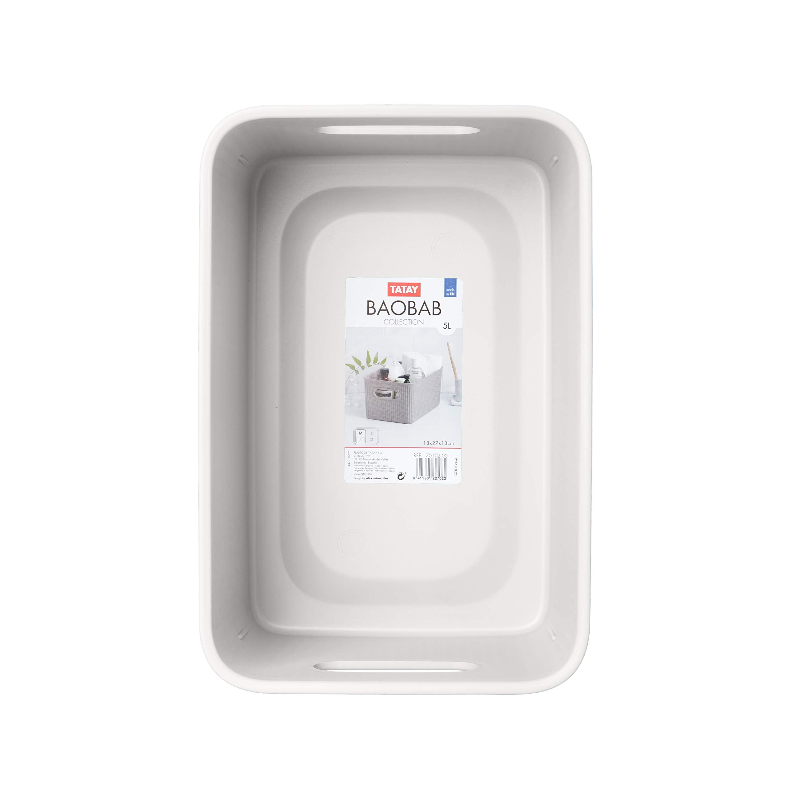 TATAY Baobab Plastic Storage Basket - 5L Capacity | Recycled BPA-Free | Stackable | White 2