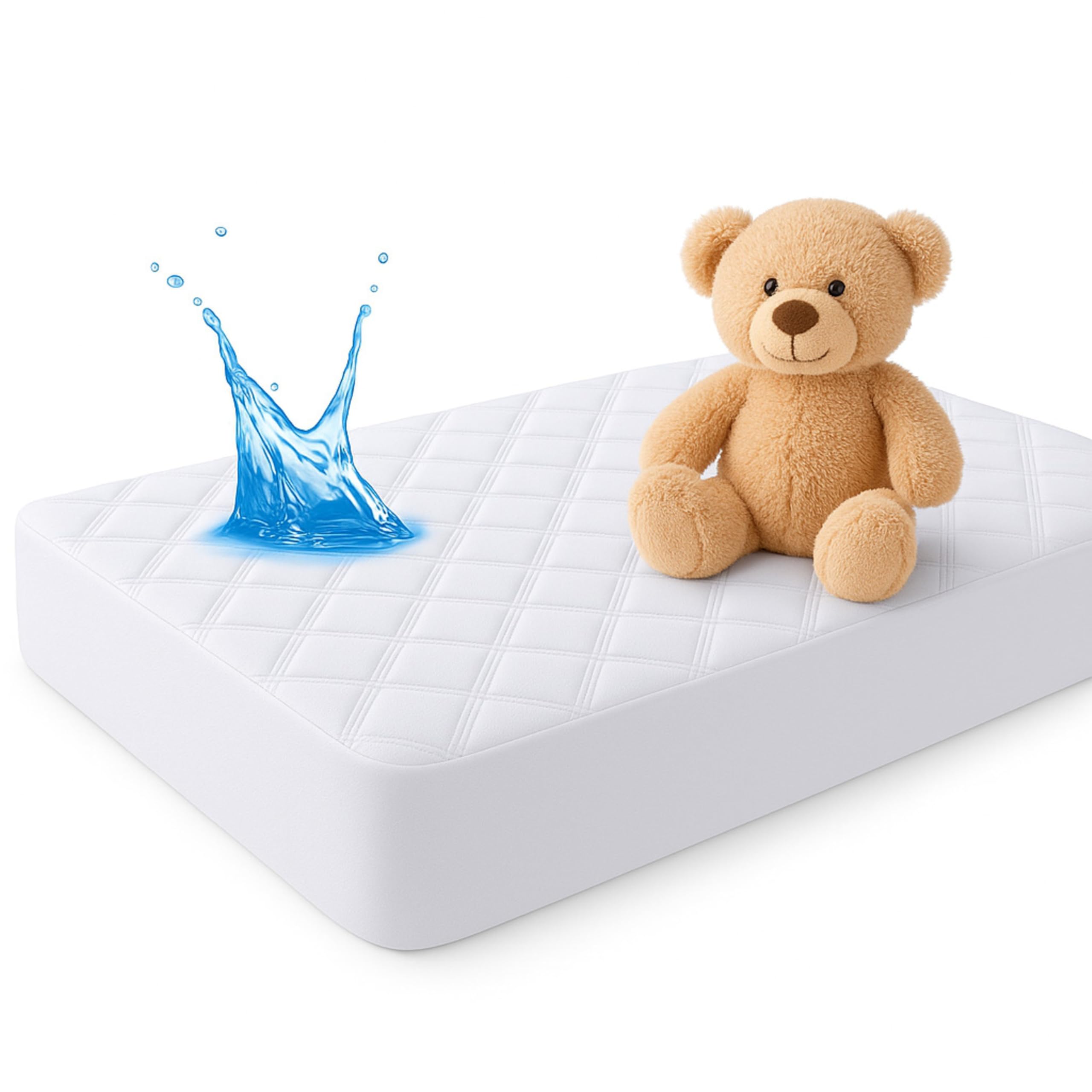 DUDU N GIRLIE Quilted Waterproof Cot Mattress Protector - 120x60 cm | Breathable TPU Backing 1