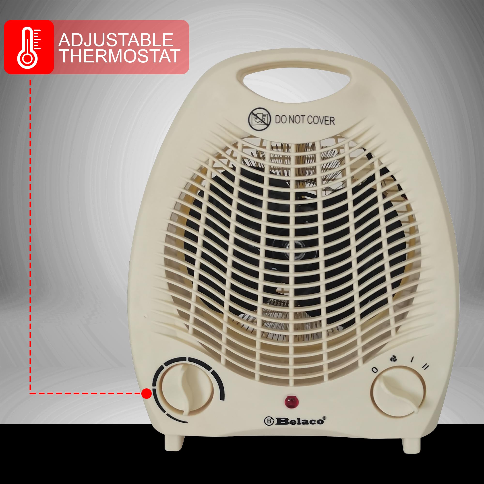 Belaco Portable Electric Fan Heater - 2 Heat Settings (1000W/2000W) | Overheat Protection | Cream 6