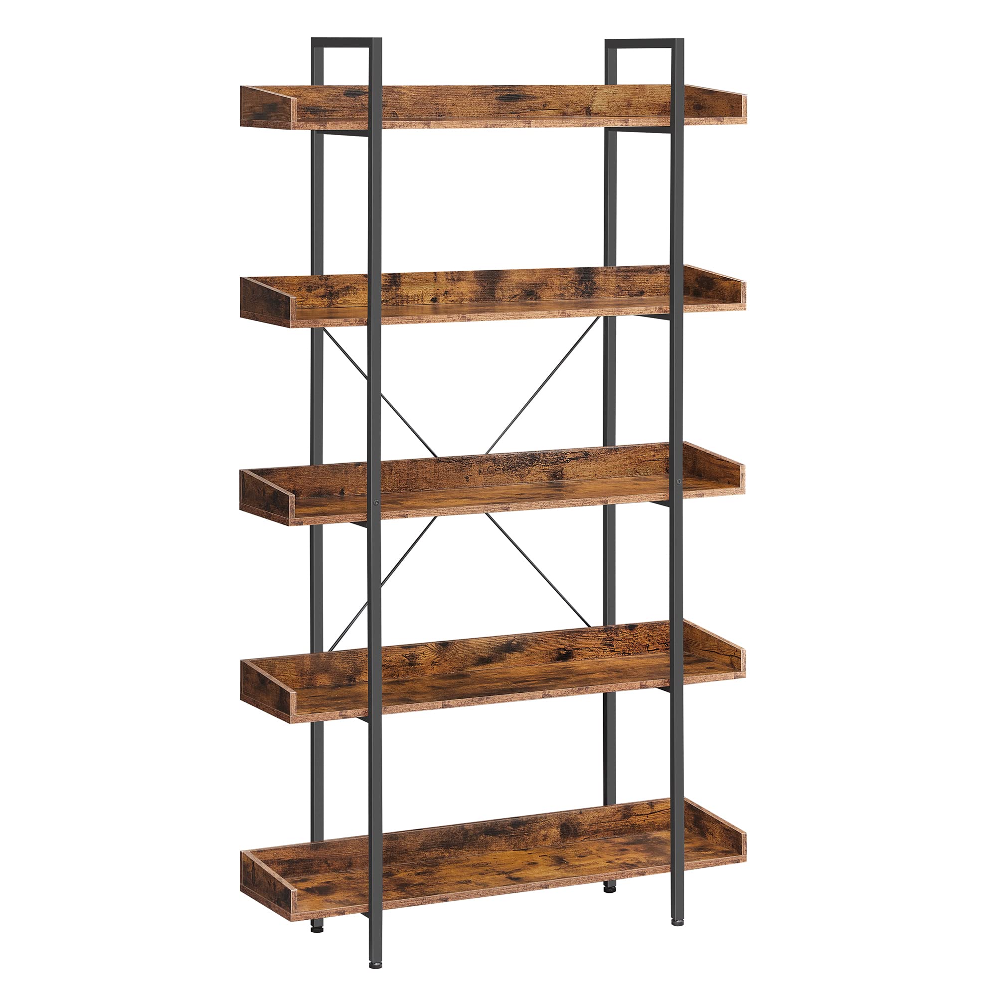 VASAGLE Industrial Bookcase - 5-Tier Shelving Unit | Rustic Brown & Black | 100 x 28 x 178 cm 1