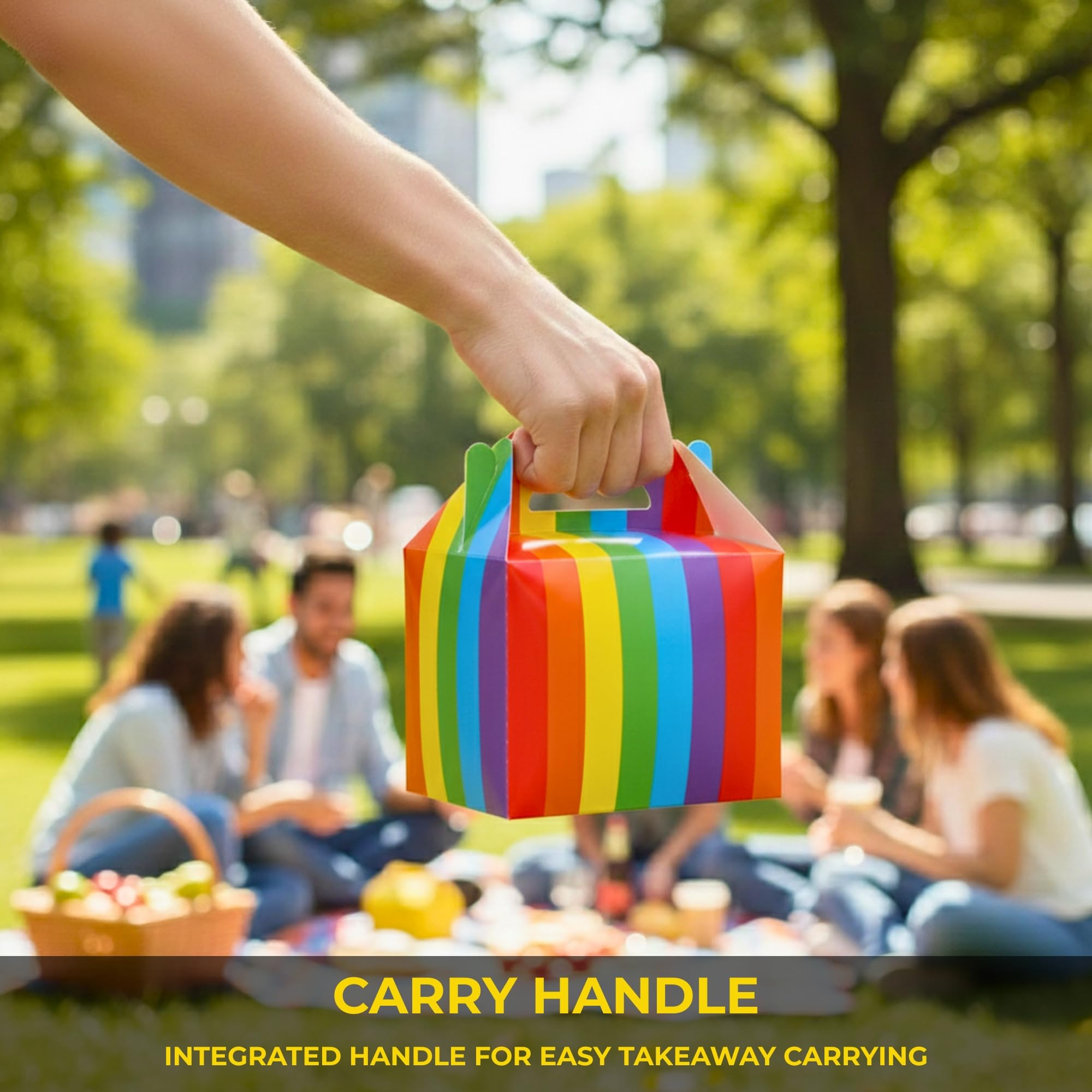 SHATCHI 30Pcs Rainbow Party Food Boxes - 14x12x10 cm Cardboard Takeaway Containers 7