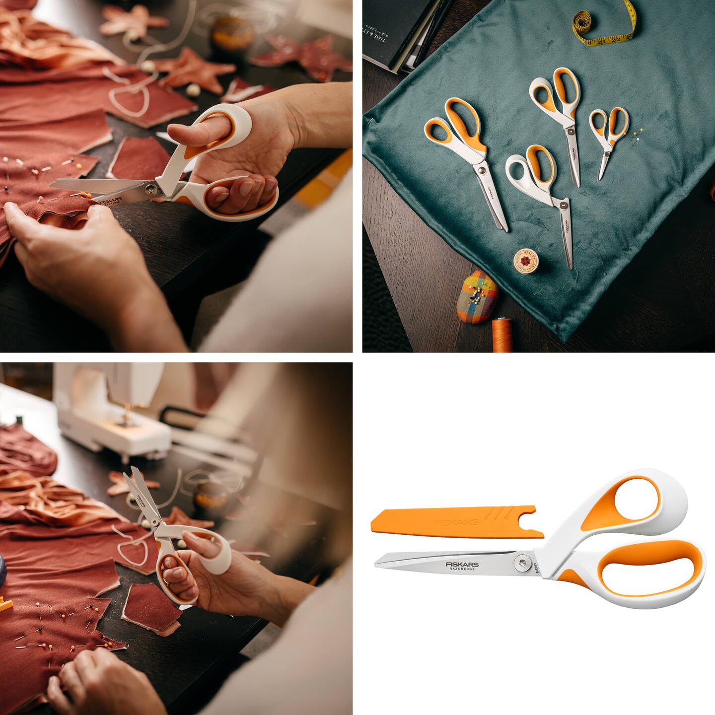 Fiskars Razor Edge Fabric Scissors - 20.7 cm Total Length | Stainless Steel Blade | White/Orange 3
