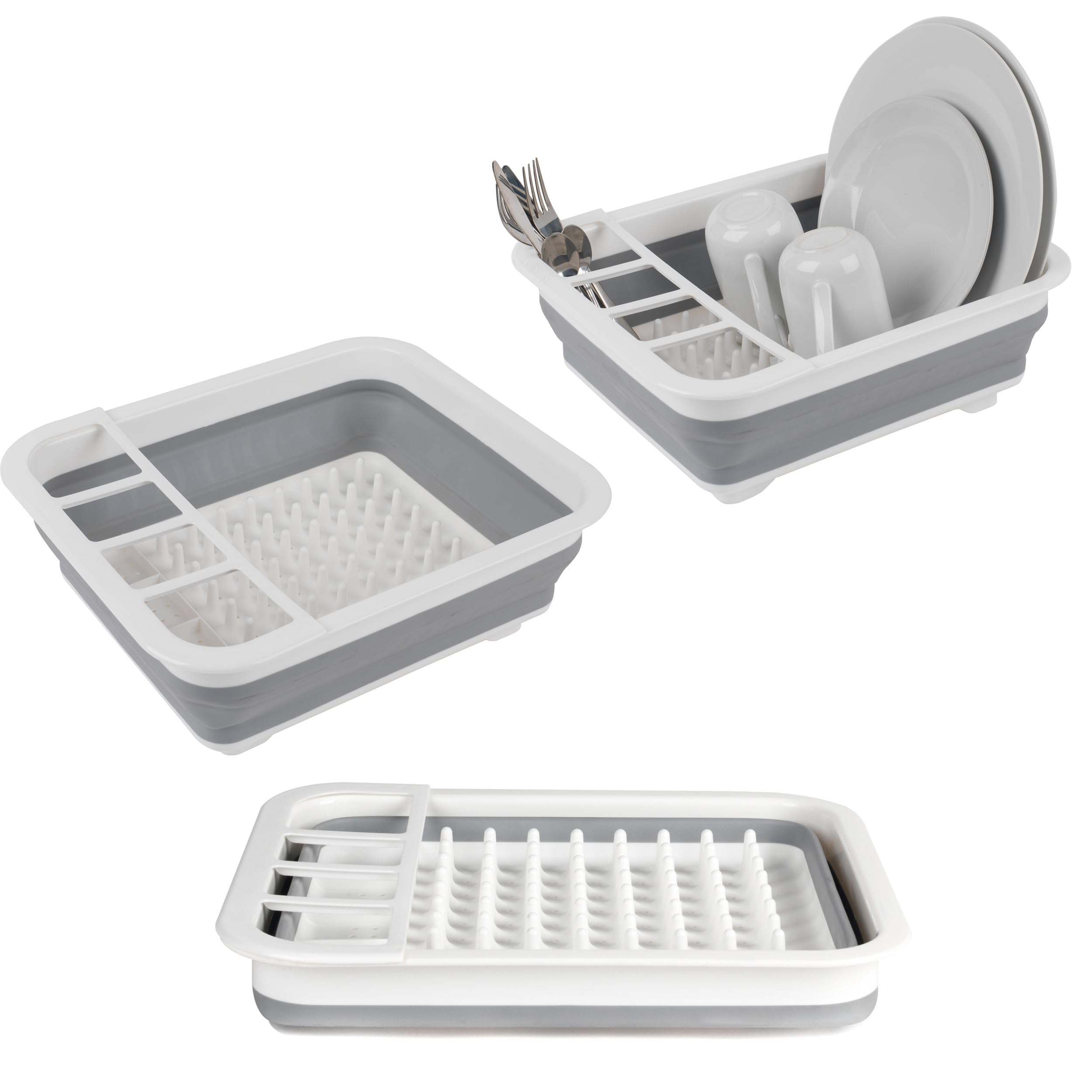 Beldray LA031051 Collapsible Dish Drainer - Foldable Plastic Sink Drying Rack with Cutlery Divider | Grey | 36.8 x 31.5 x 13 cm 1