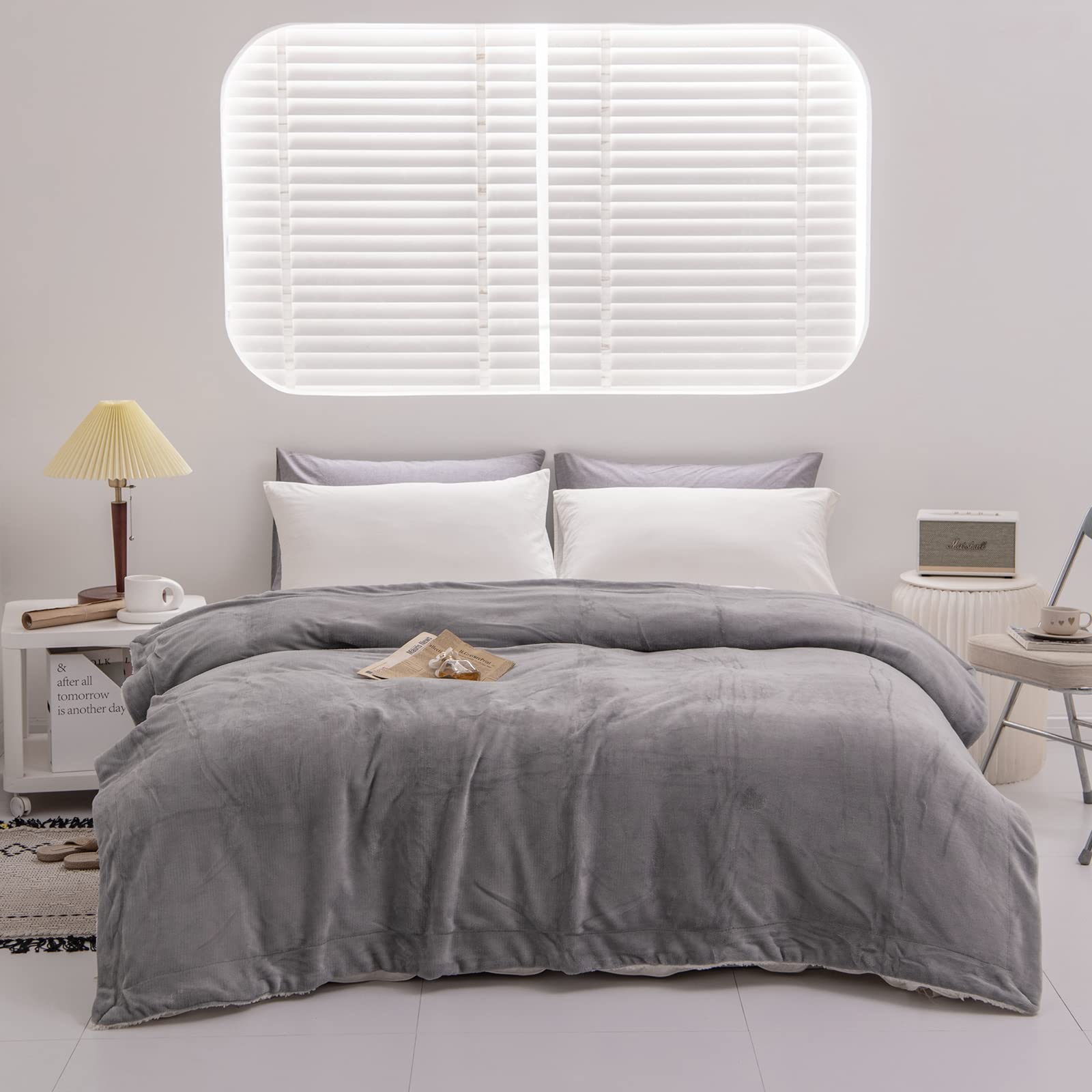 Good Nite Reversible Sherpa Fleece Blanket - 130x150cm | Fluffy Polyester | Grey 6