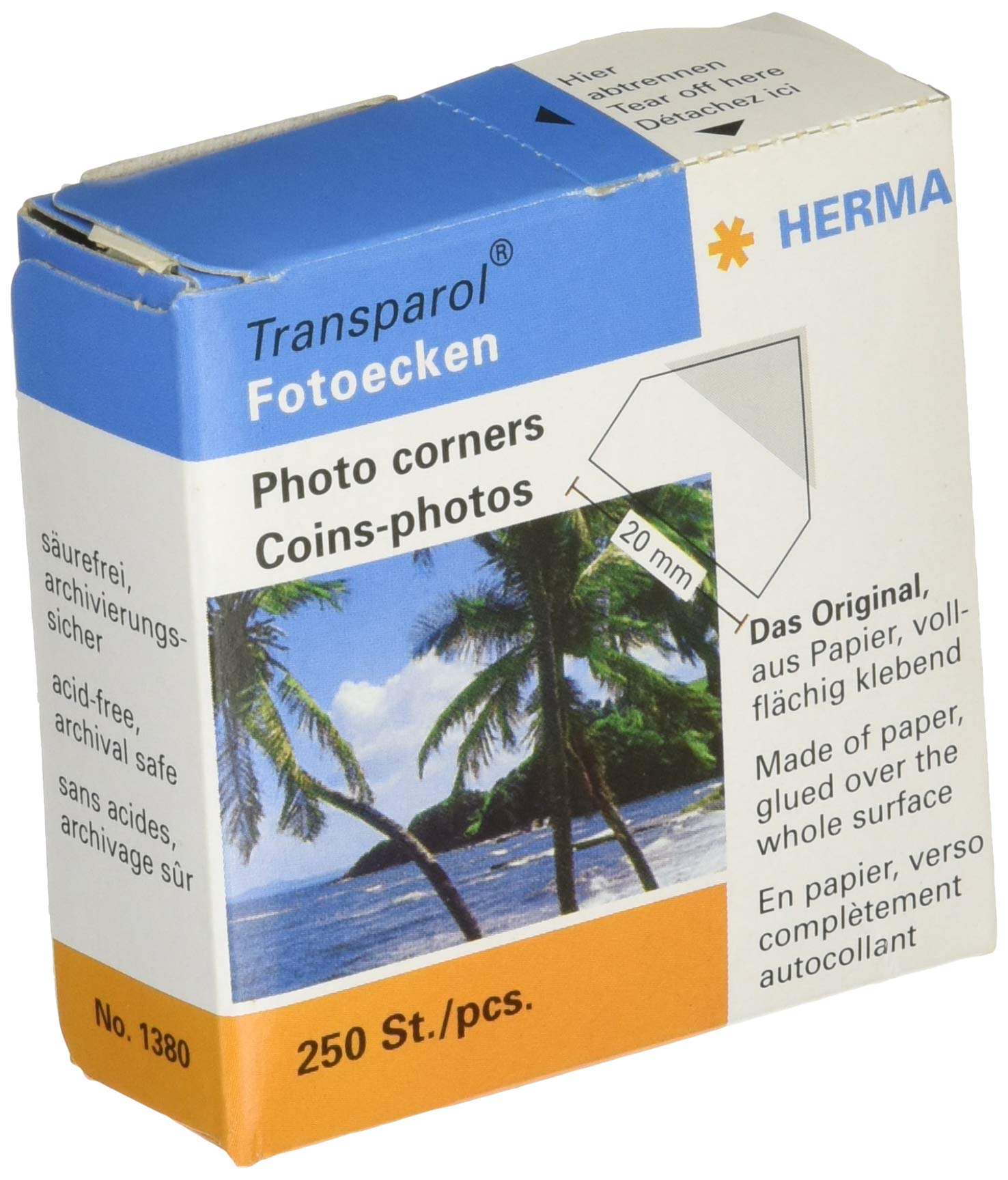 HERMA Photo Mounting Corners - Self-Adhesive, Transparent | 250 Count | 20mm 1