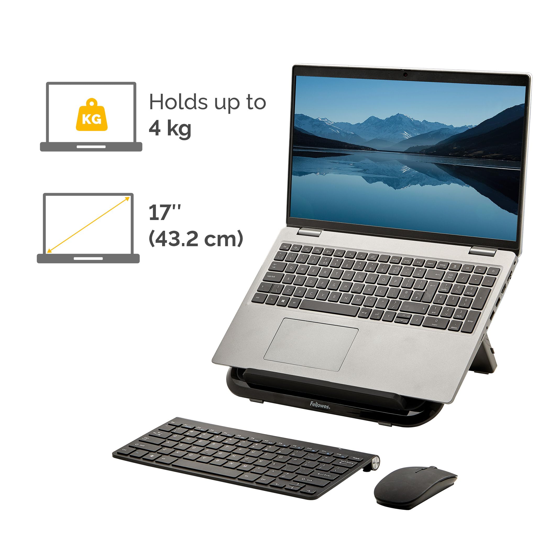 Fellowes Everyday Laptop Stand - Adjustable Height & Angle | Holds Up to 17" Laptops | Black 3