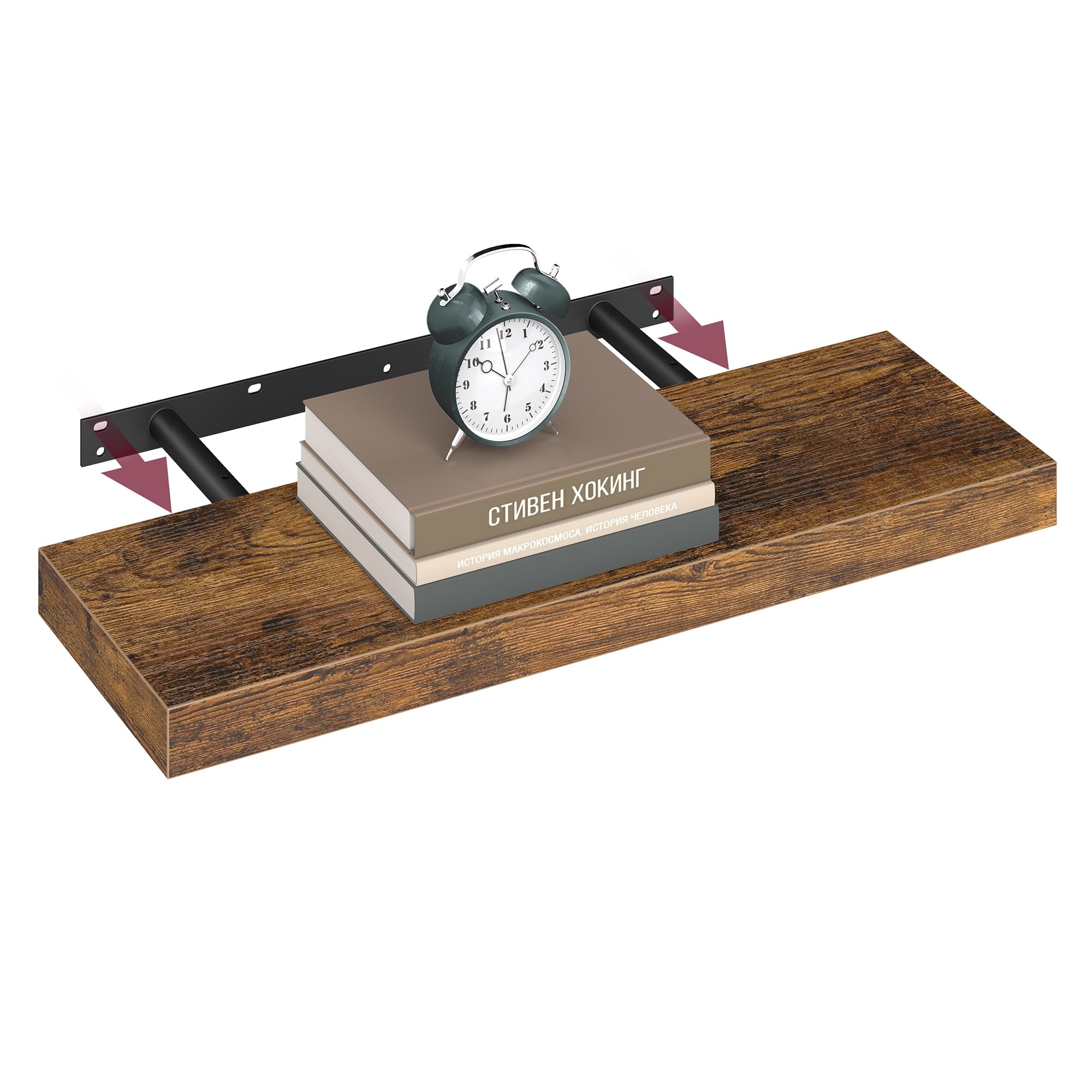 VASAGLE Floating Wall Shelf - Rustic Brown | 60 x 20 x 3.8 cm | MDF & Metal | 10 kg Capacity 1