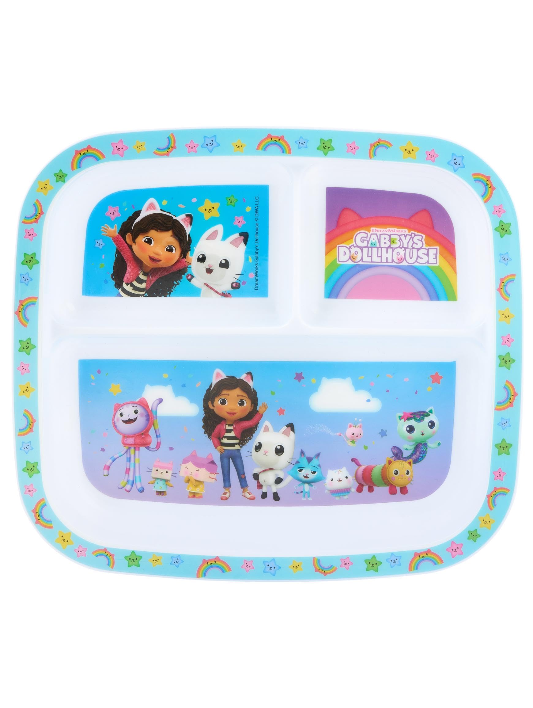 DREAMWORKS GABBY'S DOLLHOUSE Children's Divided Plate - 3 Sections, BPA-Free, Polypropylene 1