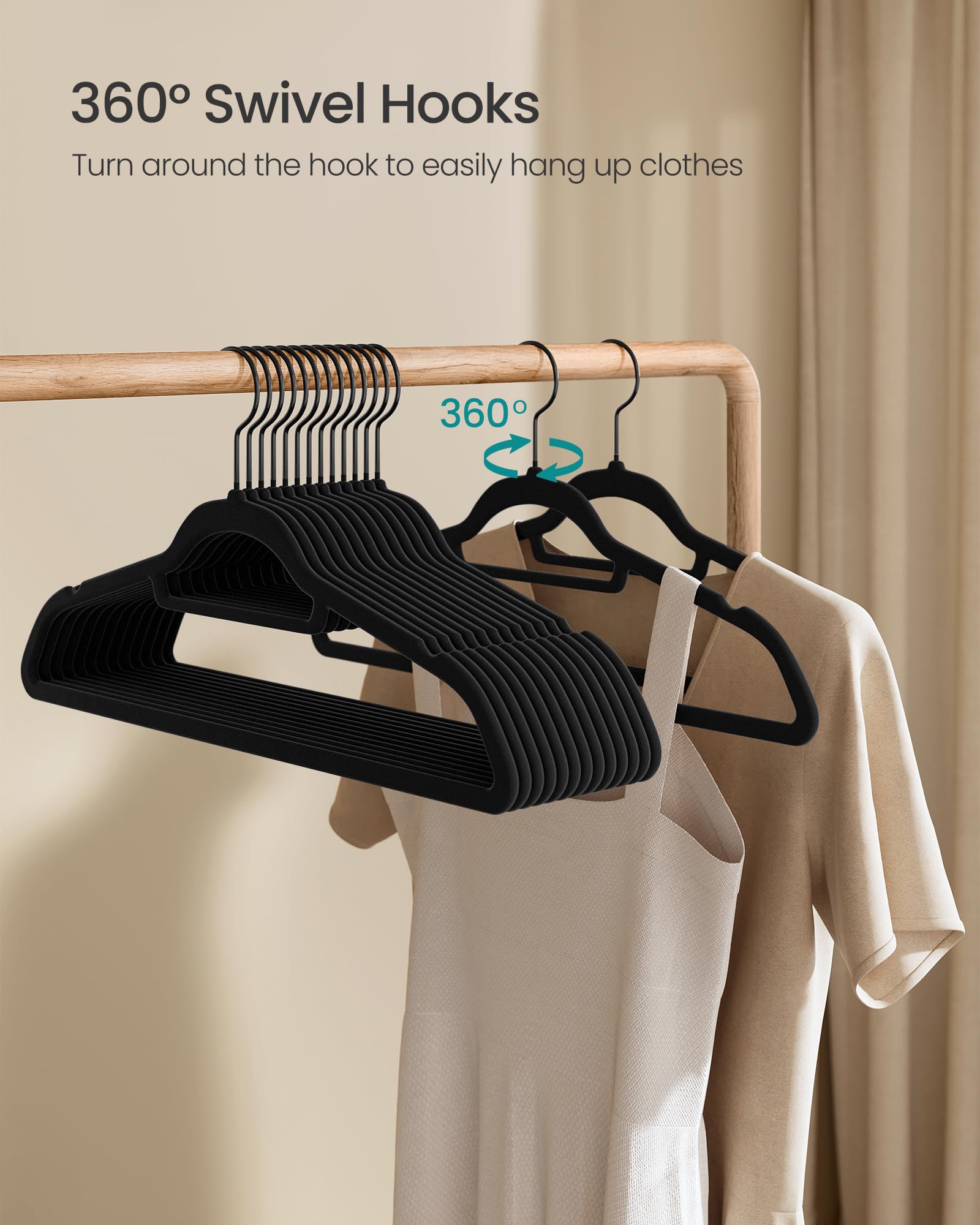 SONGMICS Velvet Hangers - Set of 50 Non-Slip Coat Hangers | 5kg Capacity | Space Saving Slim Design 6