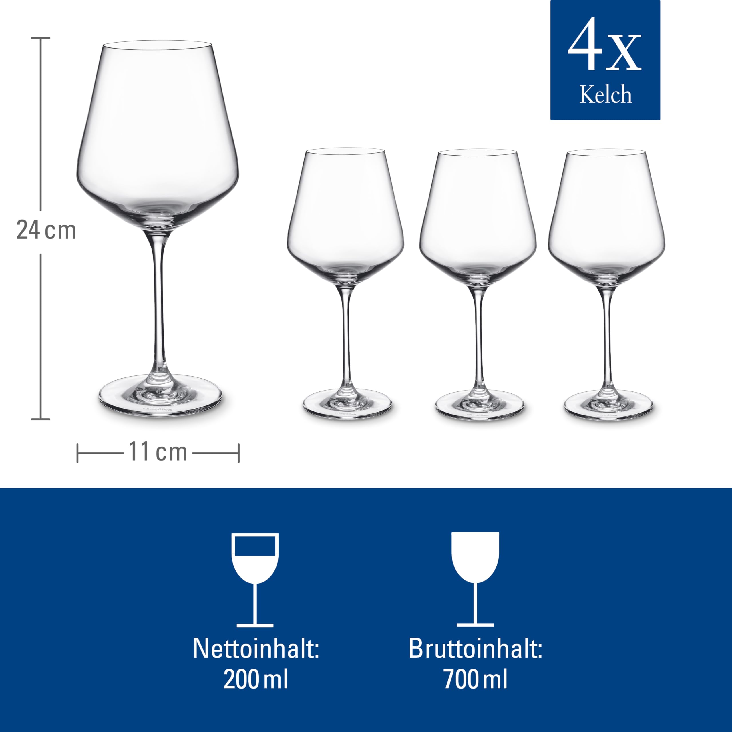 Villeroy & Boch La Divina Burgundy Wine Glass Set - 680 ml Capacity, 4 Pieces, Crystal Glass 8