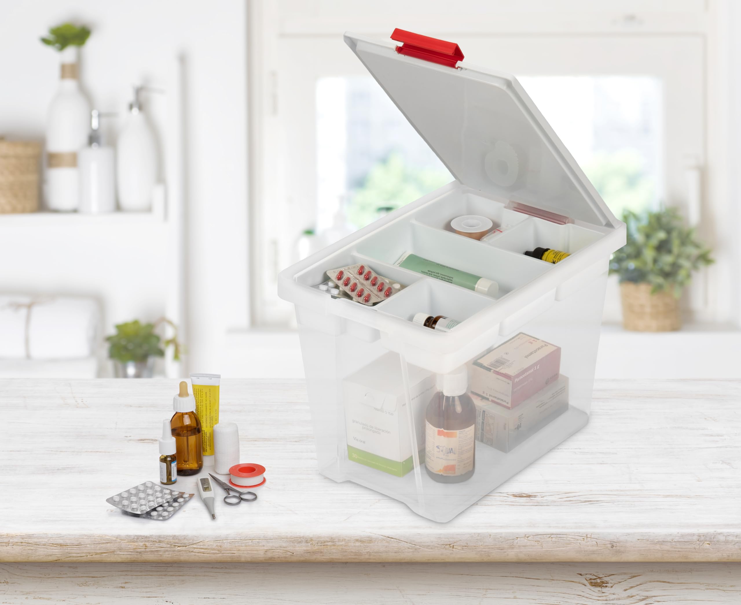 TATAY First Aid Box - 15L Capacity | Hinged Lid & Handles | Includes Organiser Tray 4