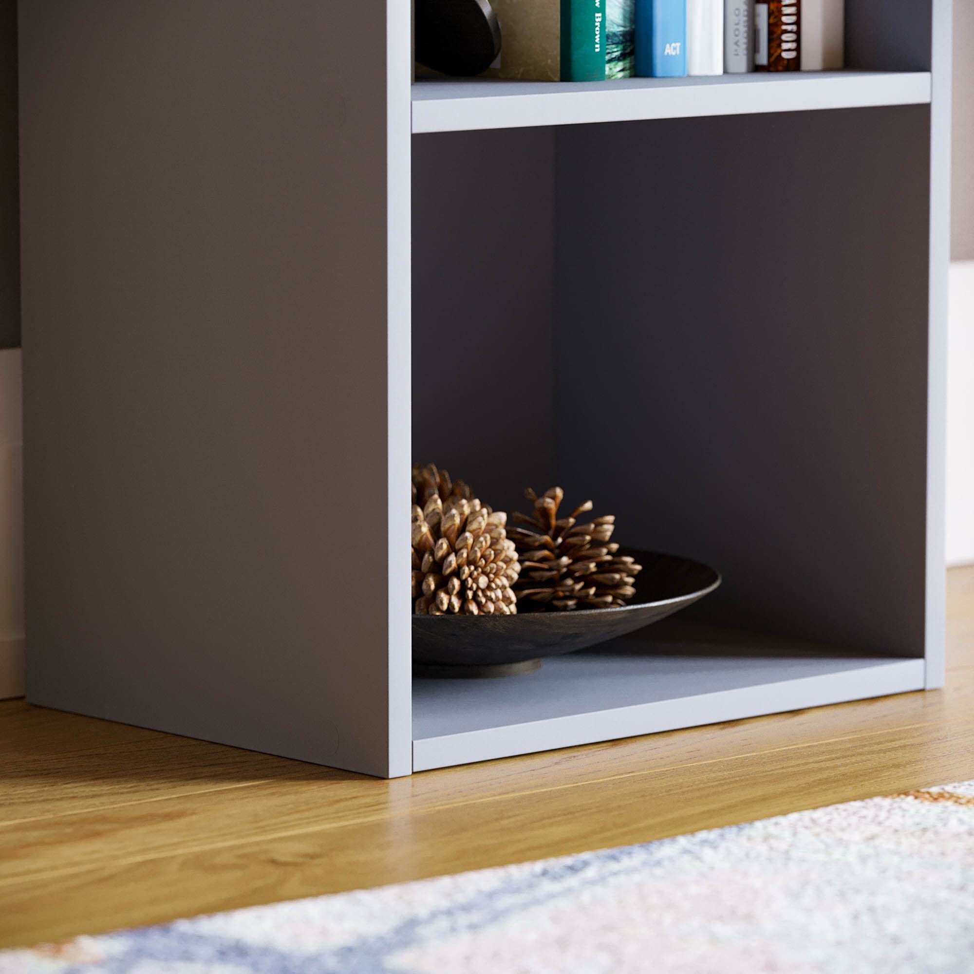 Vida Designs Oxford 2 Tier Cube Bookcase - Grey Wooden Shelving | H 54 x W 32 x D 24 Cm 5