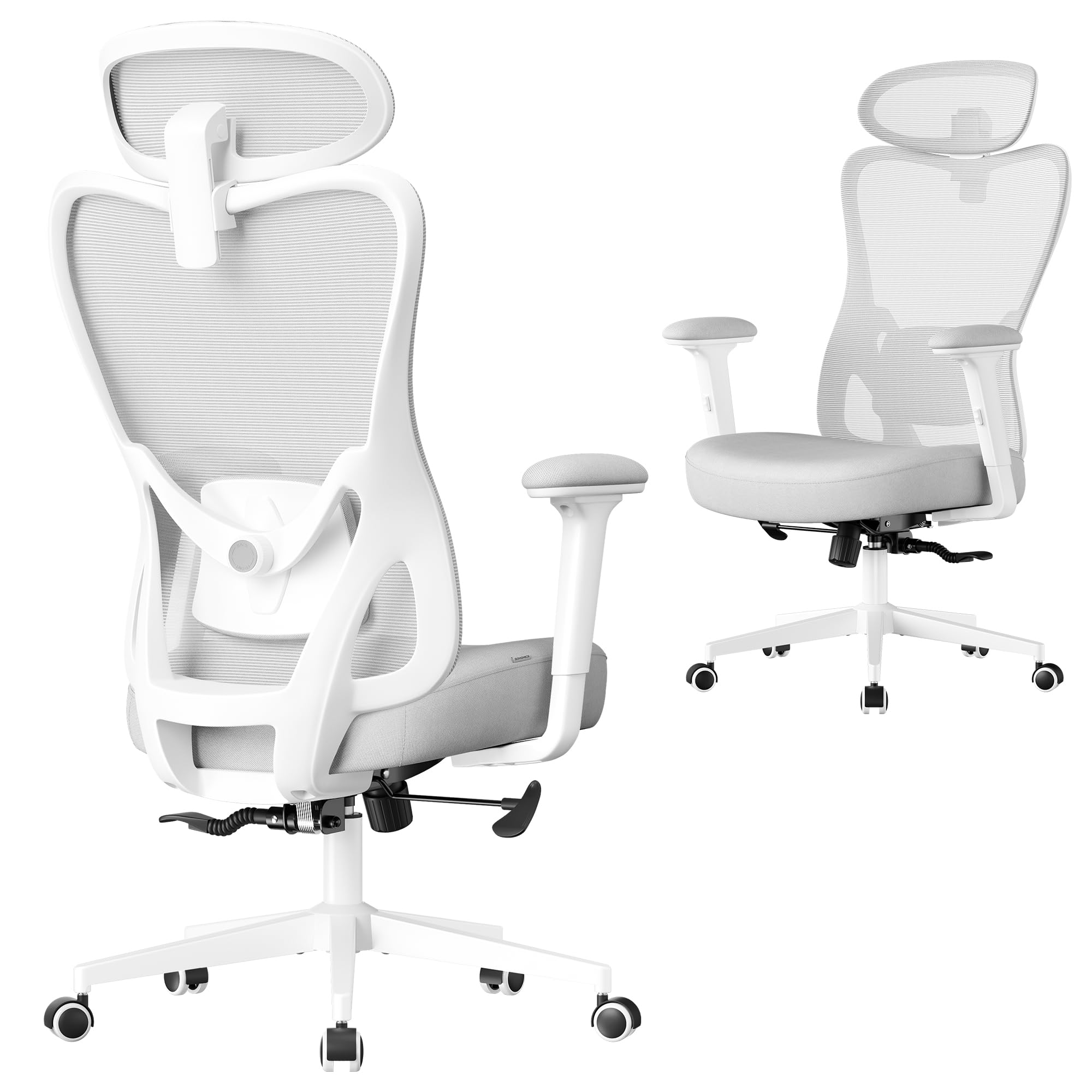 SONGMICS Ergonomic Office Chair - Adjustable Lumbar Support | Recline 95°-135° | Dove Grey