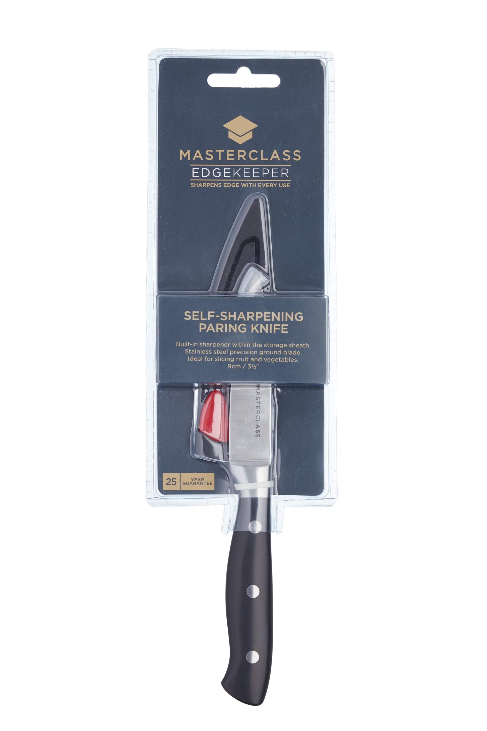 MasterClass Edgekeeper Paring Knife - Self-Sharpening Stainless Steel | 9cm Blade | Black 6