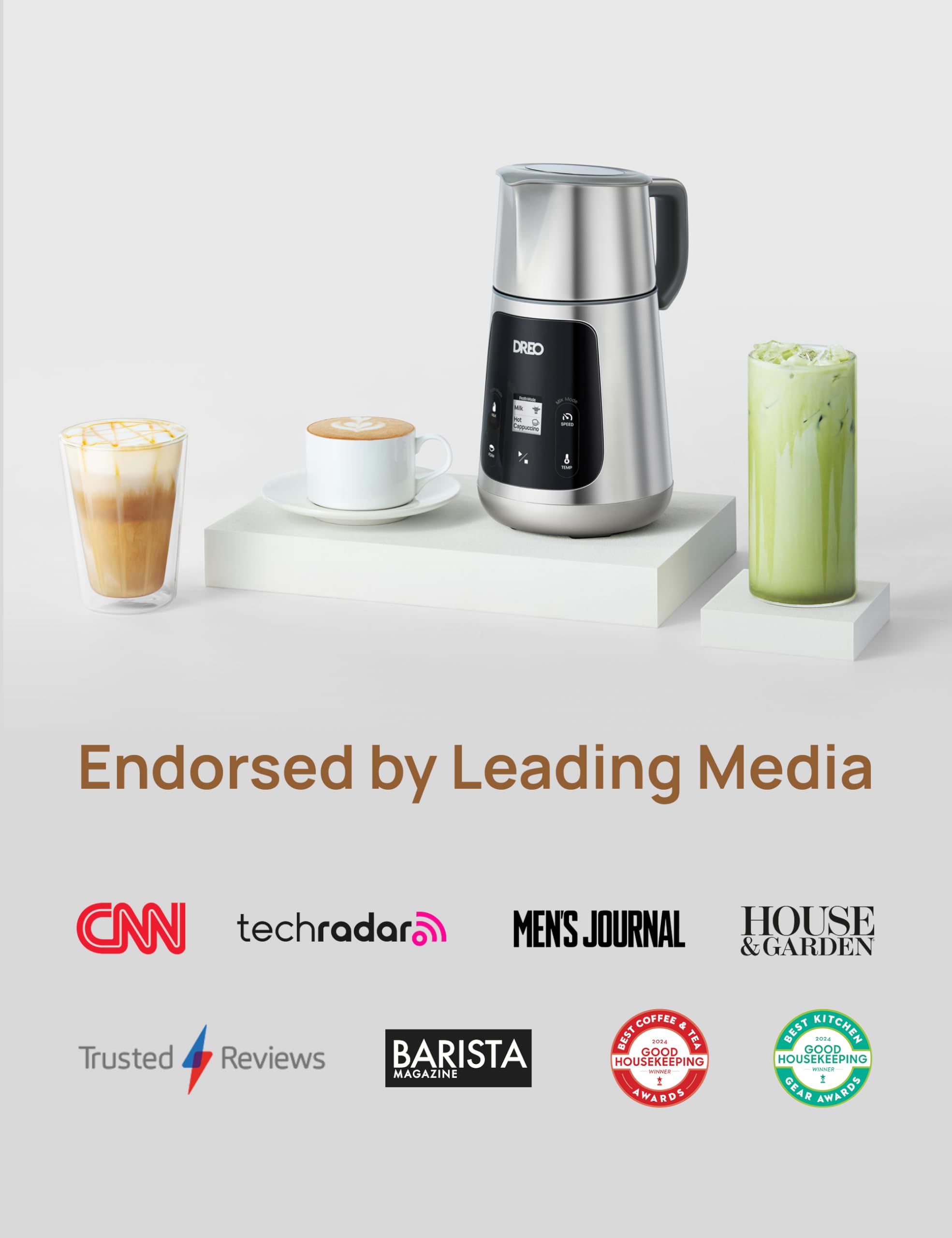 Dreo All-in-1 Automatic Milk Frother - 3 Latte Art Foams | 6 Milk Types | Stainless Steel 9